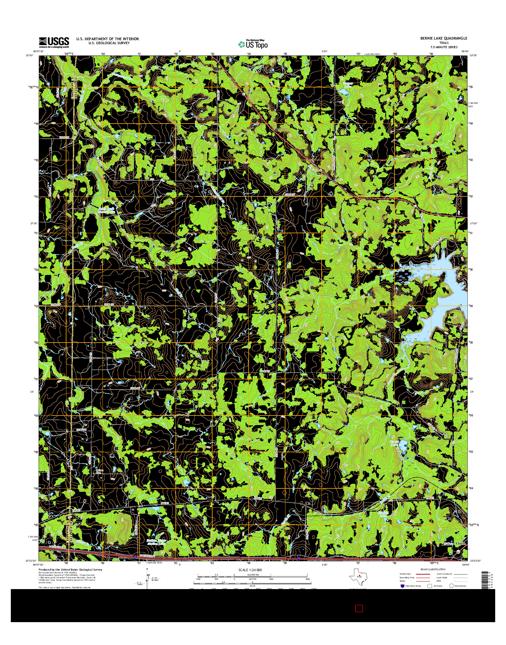 USGS US TOPO 7.5-MINUTE MAP FOR BERNIE LAKE, TX 2016