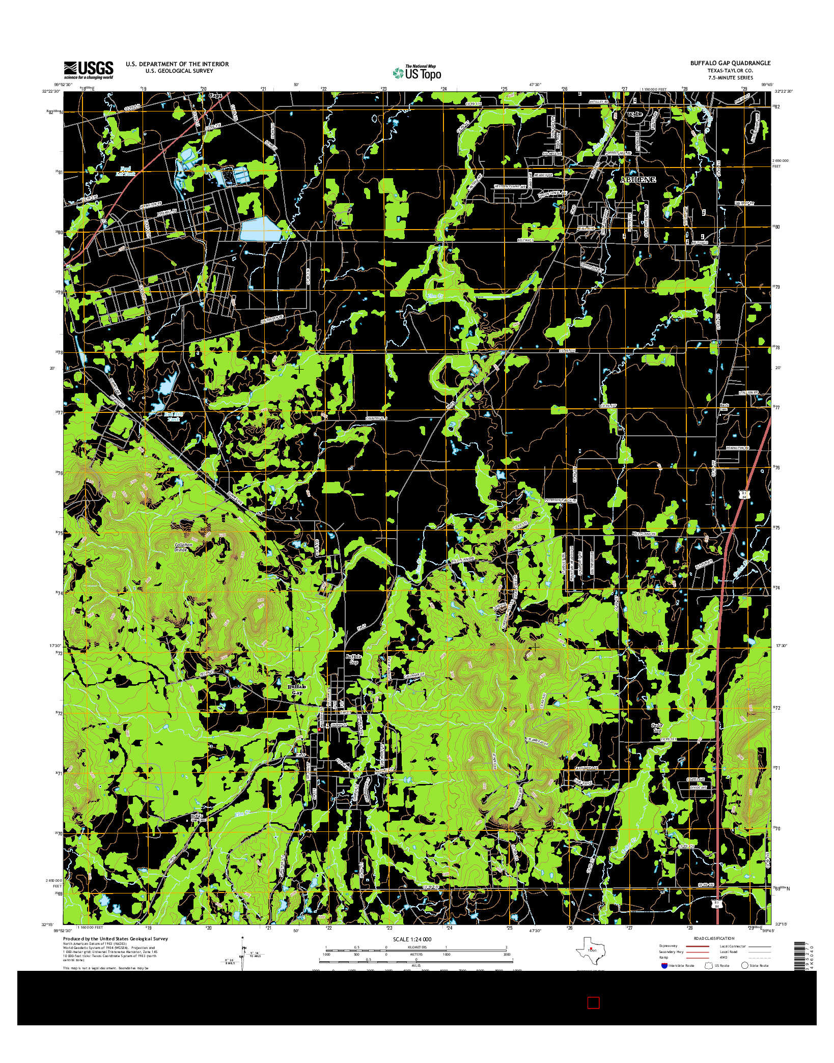 USGS US TOPO 7.5-MINUTE MAP FOR BUFFALO GAP, TX 2016