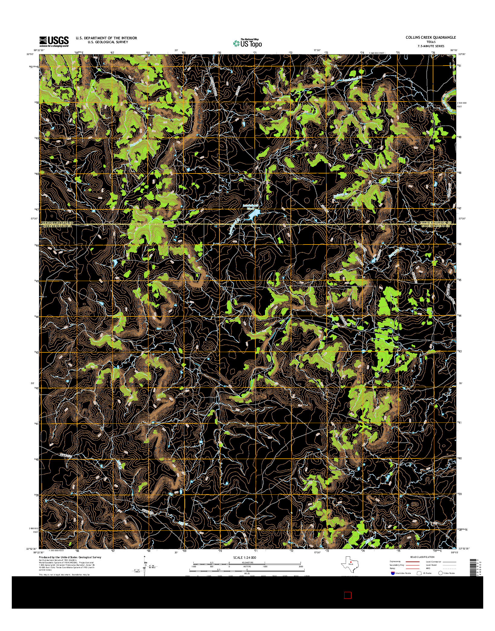 USGS US TOPO 7.5-MINUTE MAP FOR COLLINS CREEK, TX 2016