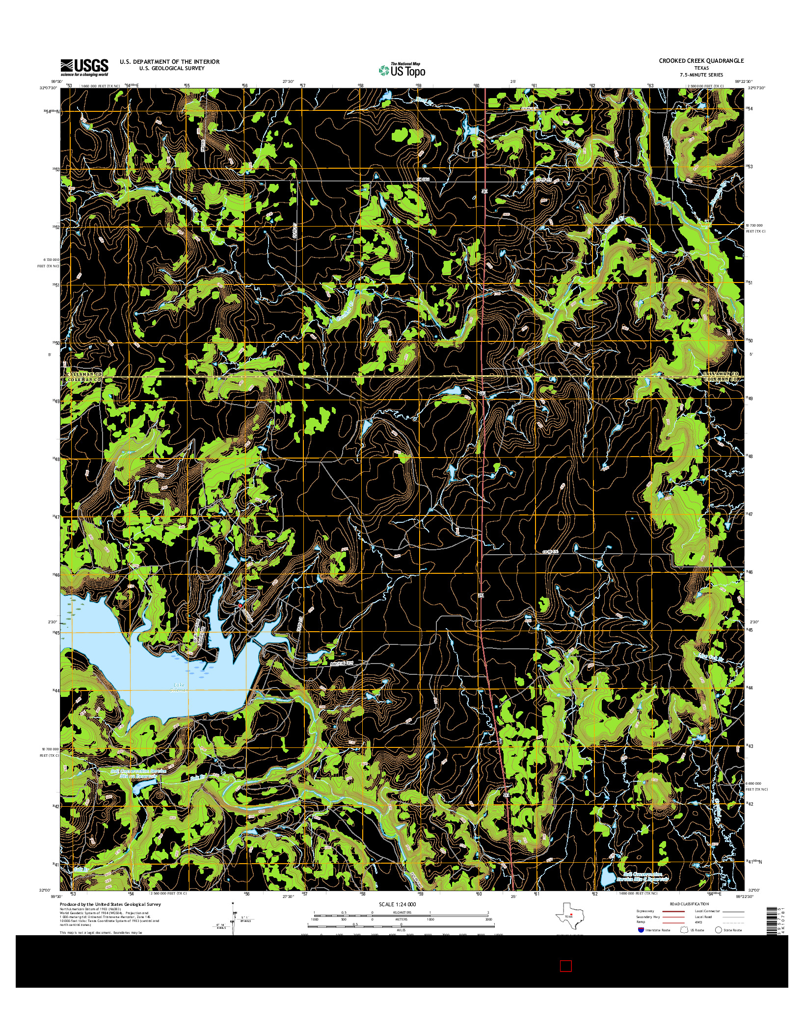 USGS US TOPO 7.5-MINUTE MAP FOR CROOKED CREEK, TX 2016