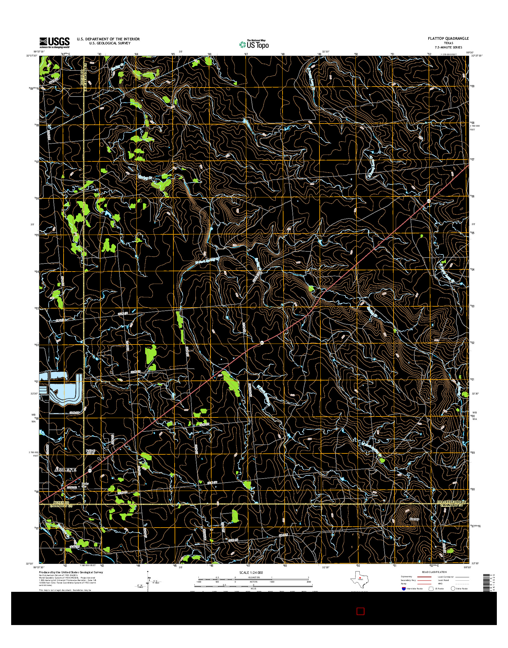 USGS US TOPO 7.5-MINUTE MAP FOR FLATTOP, TX 2016