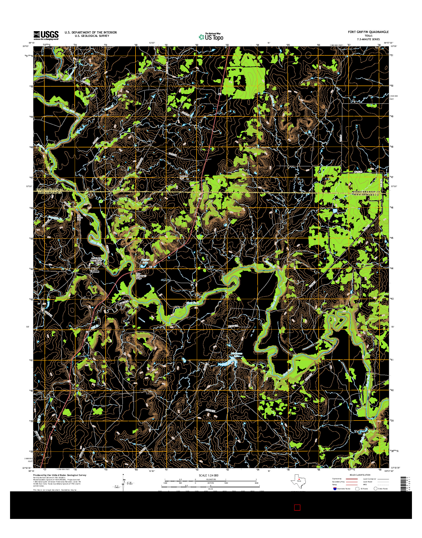 USGS US TOPO 7.5-MINUTE MAP FOR FORT GRIFFIN, TX 2016