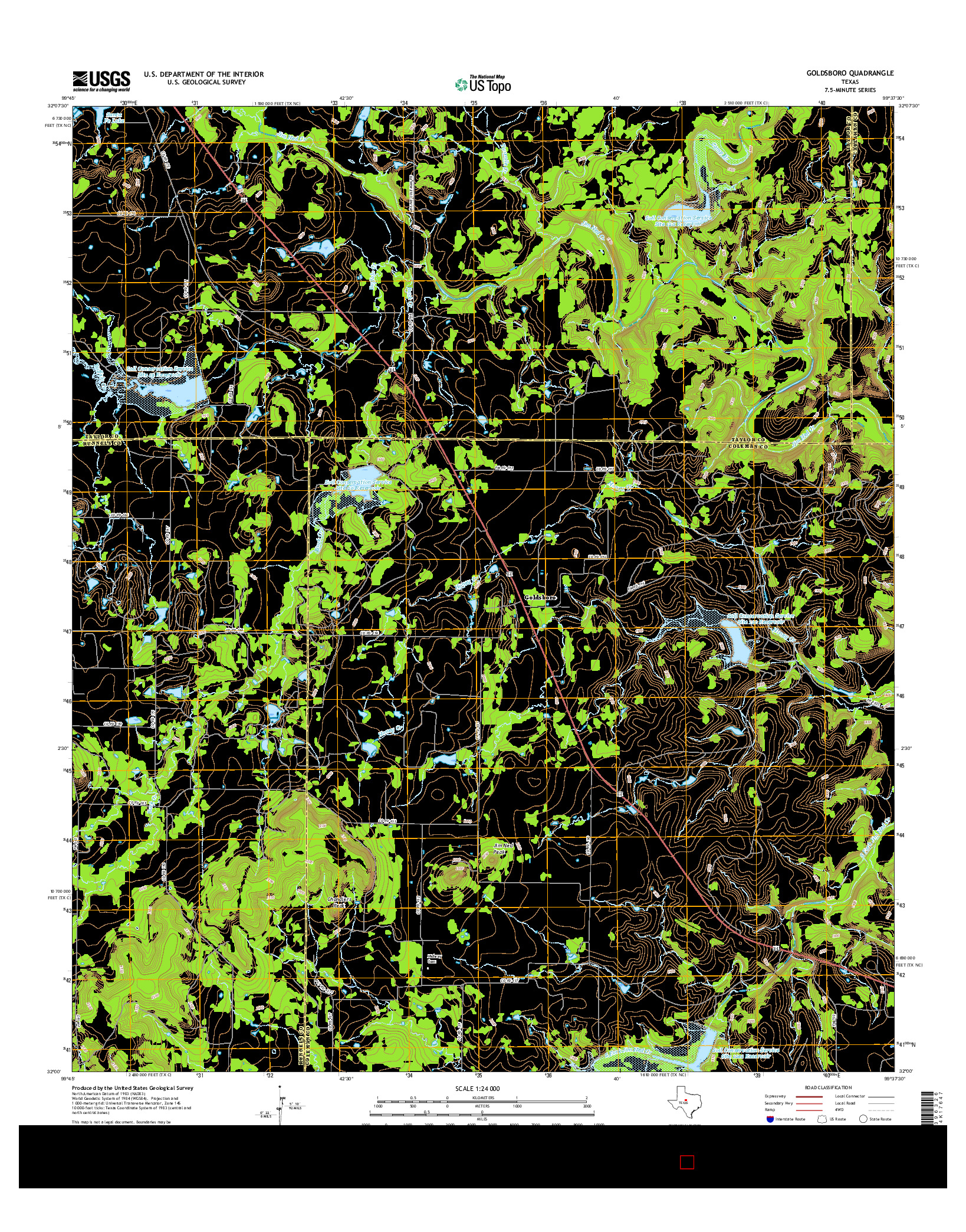 USGS US TOPO 7.5-MINUTE MAP FOR GOLDSBORO, TX 2016