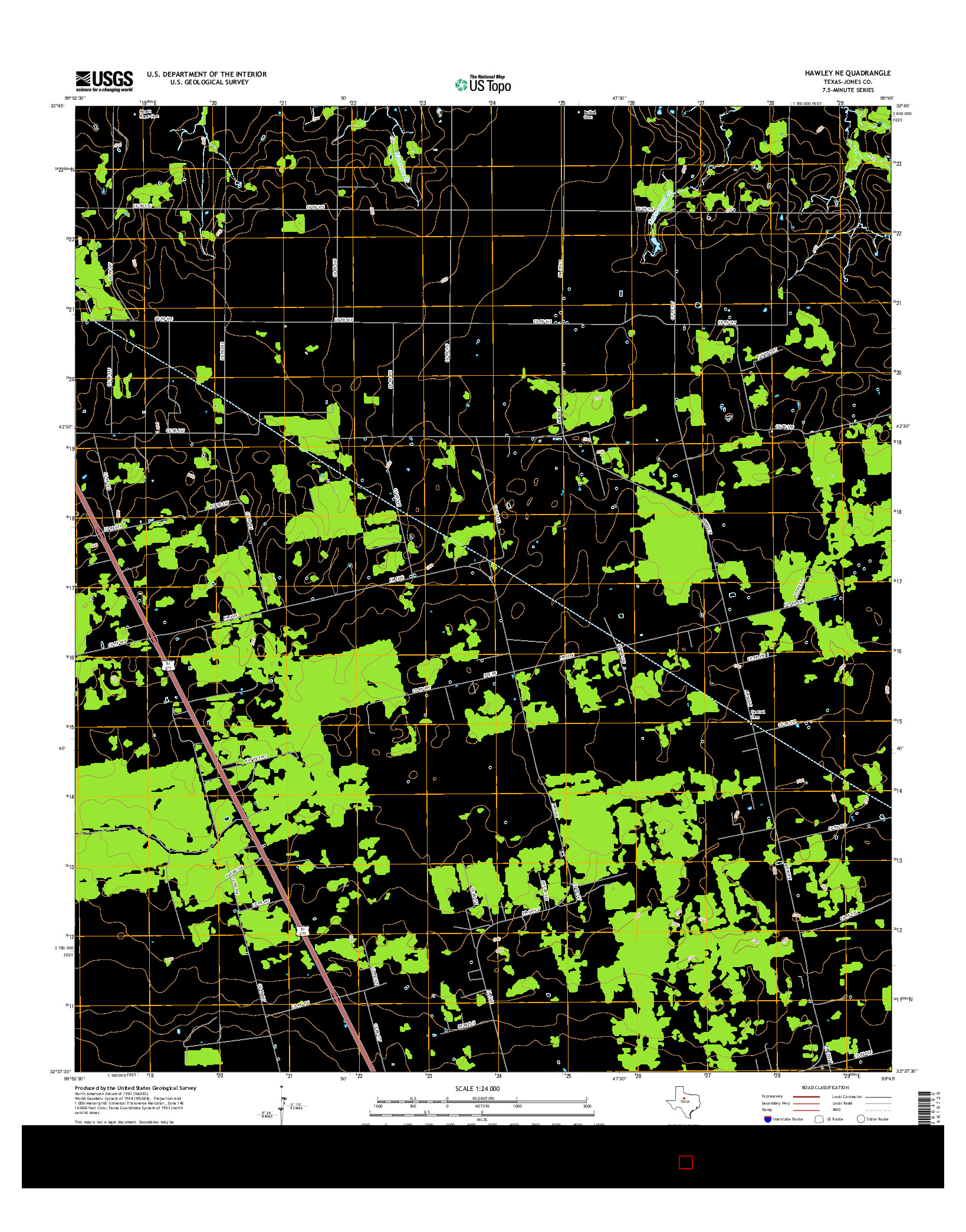 USGS US TOPO 7.5-MINUTE MAP FOR HAWLEY NE, TX 2016