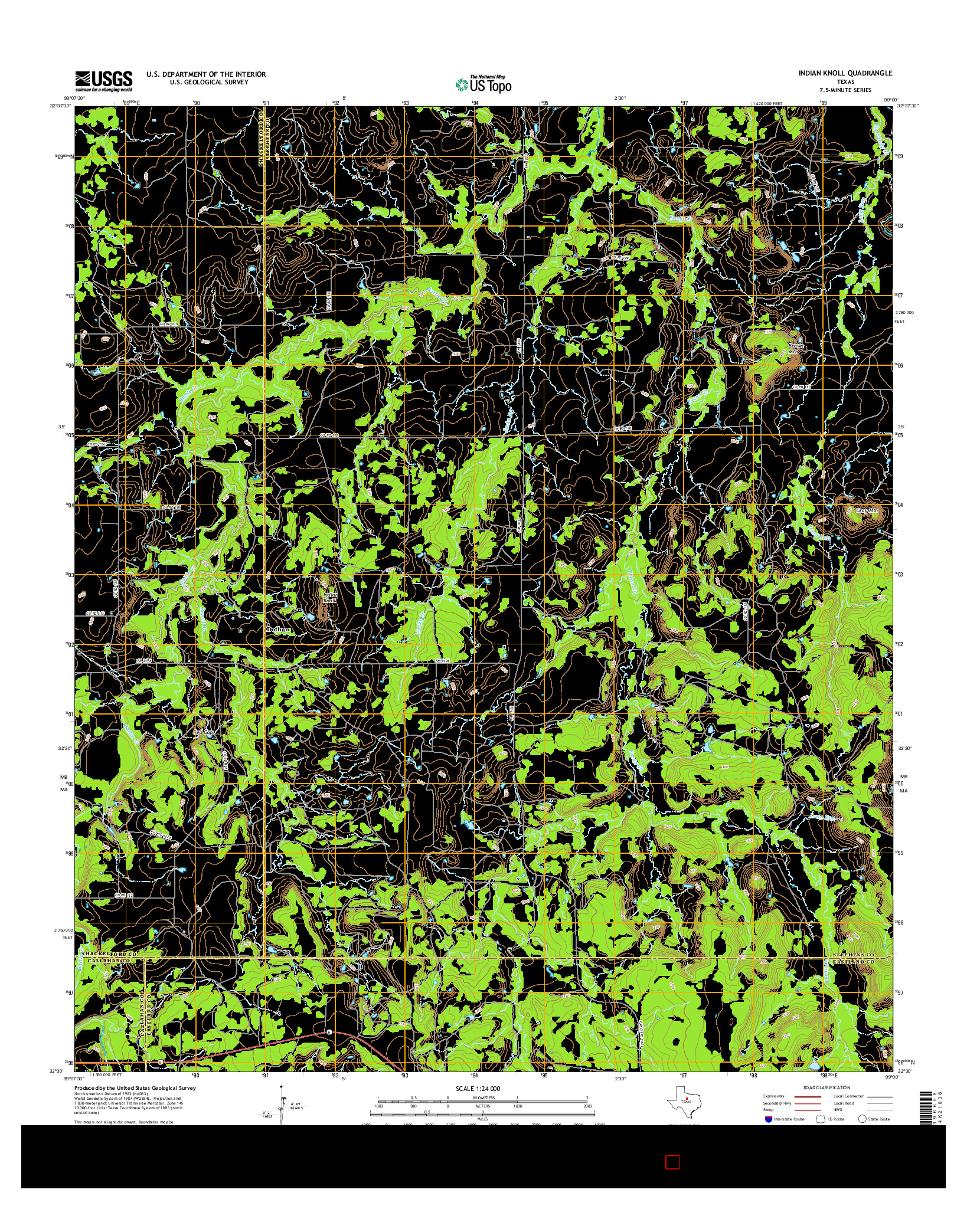 USGS US TOPO 7.5-MINUTE MAP FOR INDIAN KNOLL, TX 2016