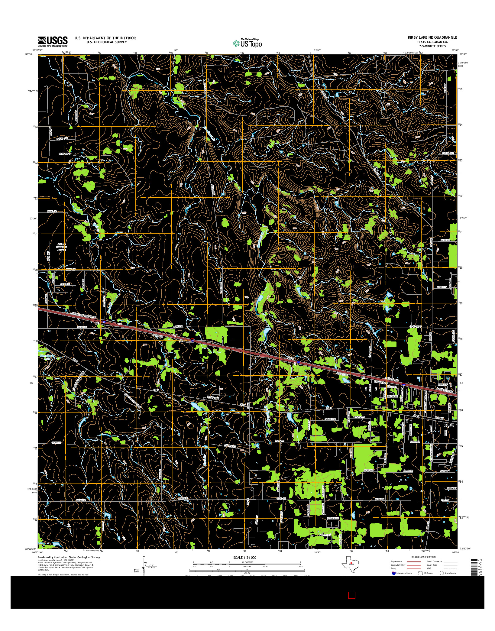 USGS US TOPO 7.5-MINUTE MAP FOR KIRBY LAKE NE, TX 2016