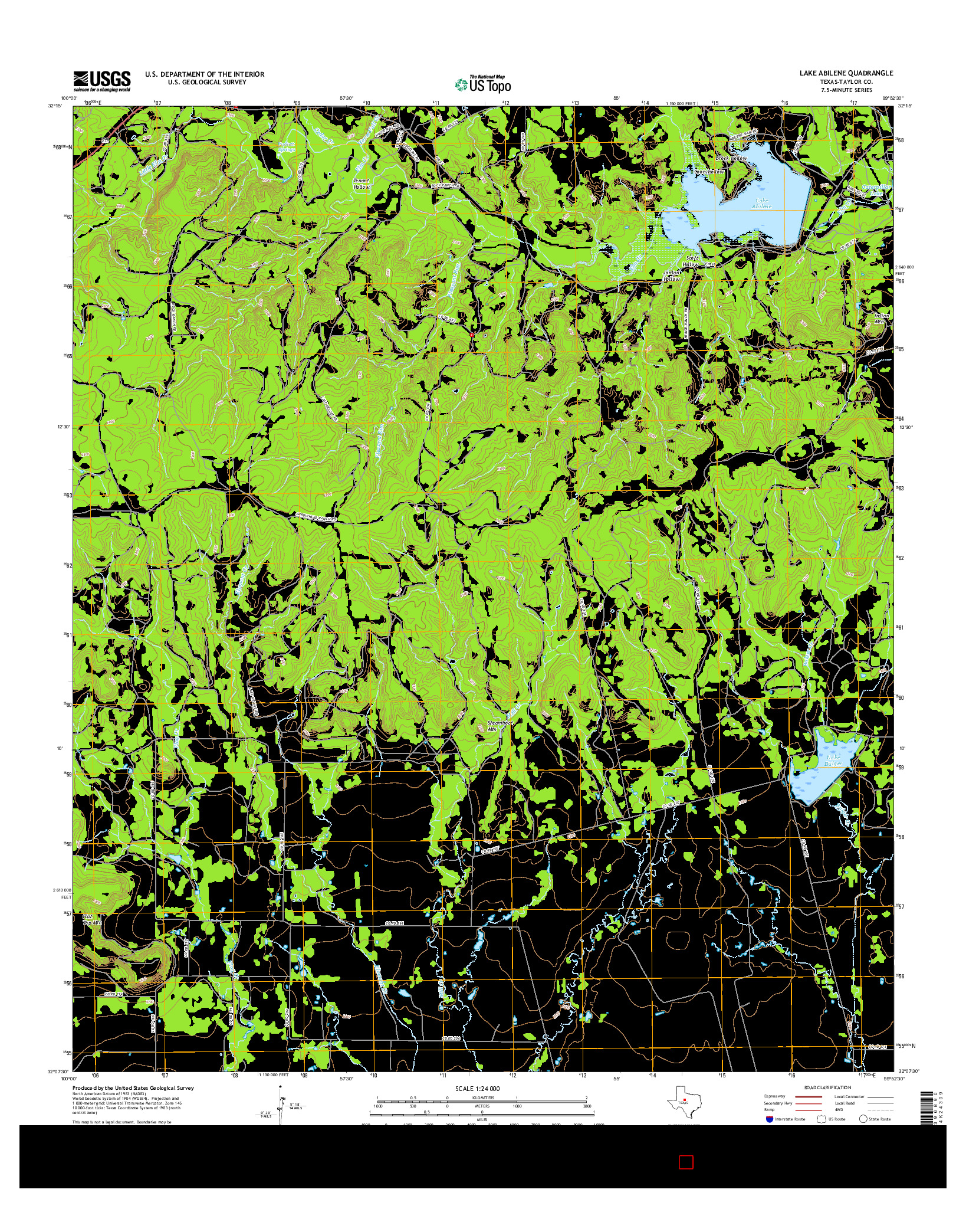 USGS US TOPO 7.5-MINUTE MAP FOR LAKE ABILENE, TX 2016