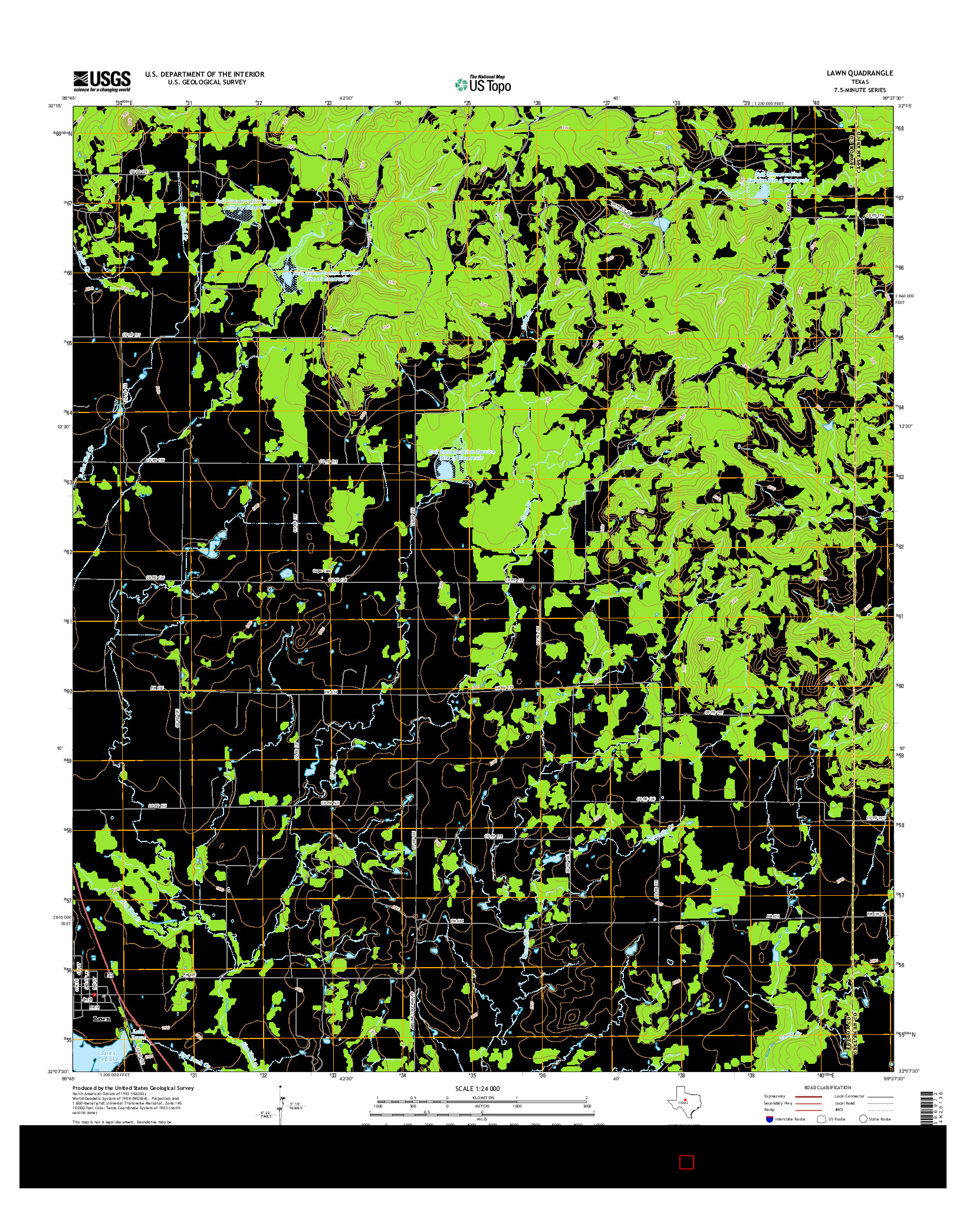 USGS US TOPO 7.5-MINUTE MAP FOR LAWN, TX 2016