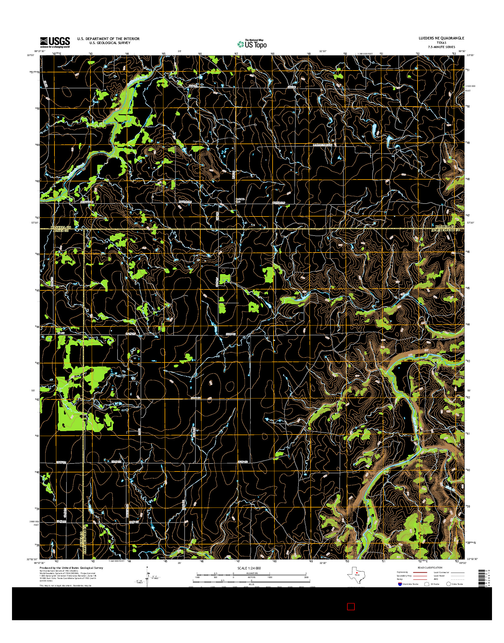 USGS US TOPO 7.5-MINUTE MAP FOR LUEDERS NE, TX 2016