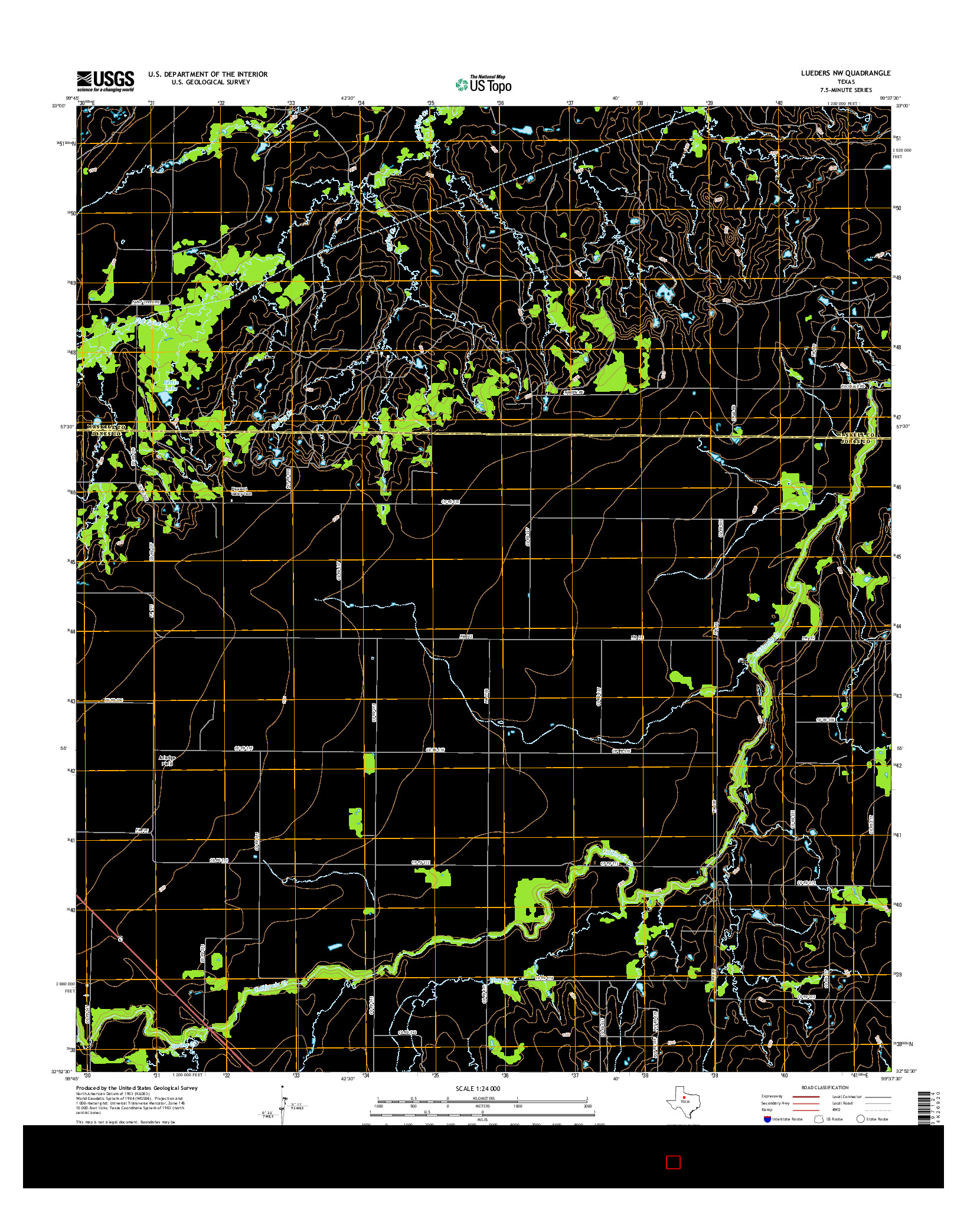 USGS US TOPO 7.5-MINUTE MAP FOR LUEDERS NW, TX 2016