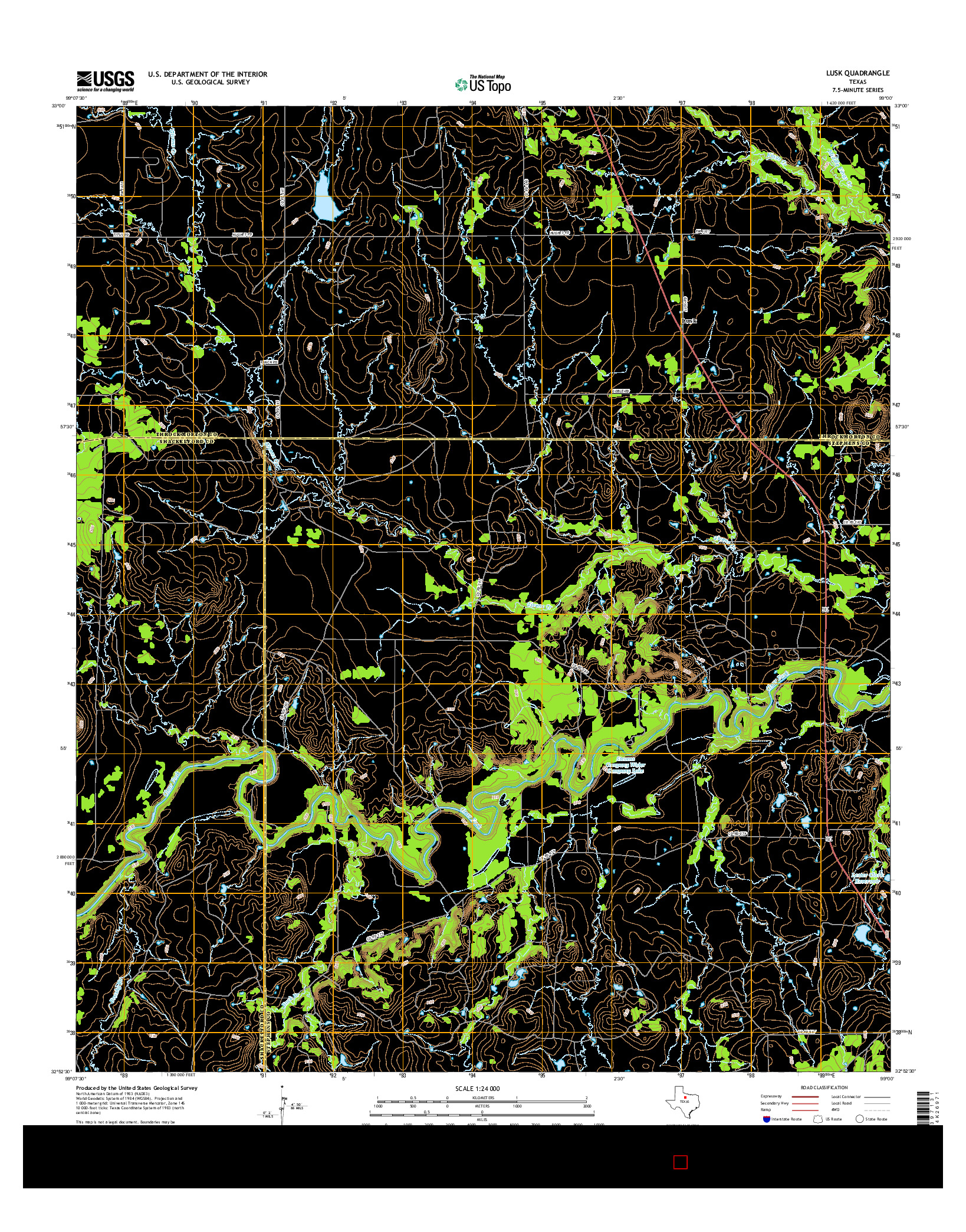 USGS US TOPO 7.5-MINUTE MAP FOR LUSK, TX 2016