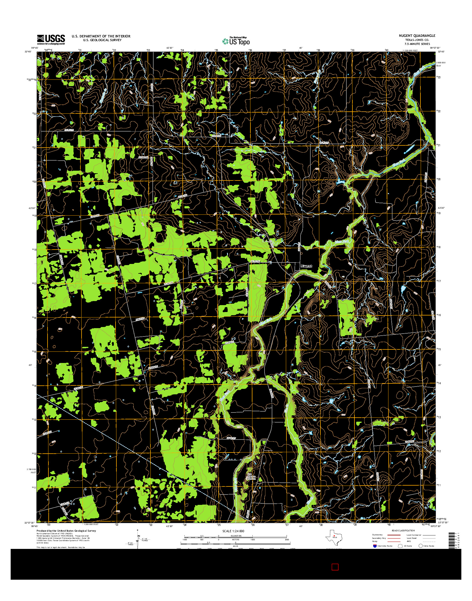 USGS US TOPO 7.5-MINUTE MAP FOR NUGENT, TX 2016