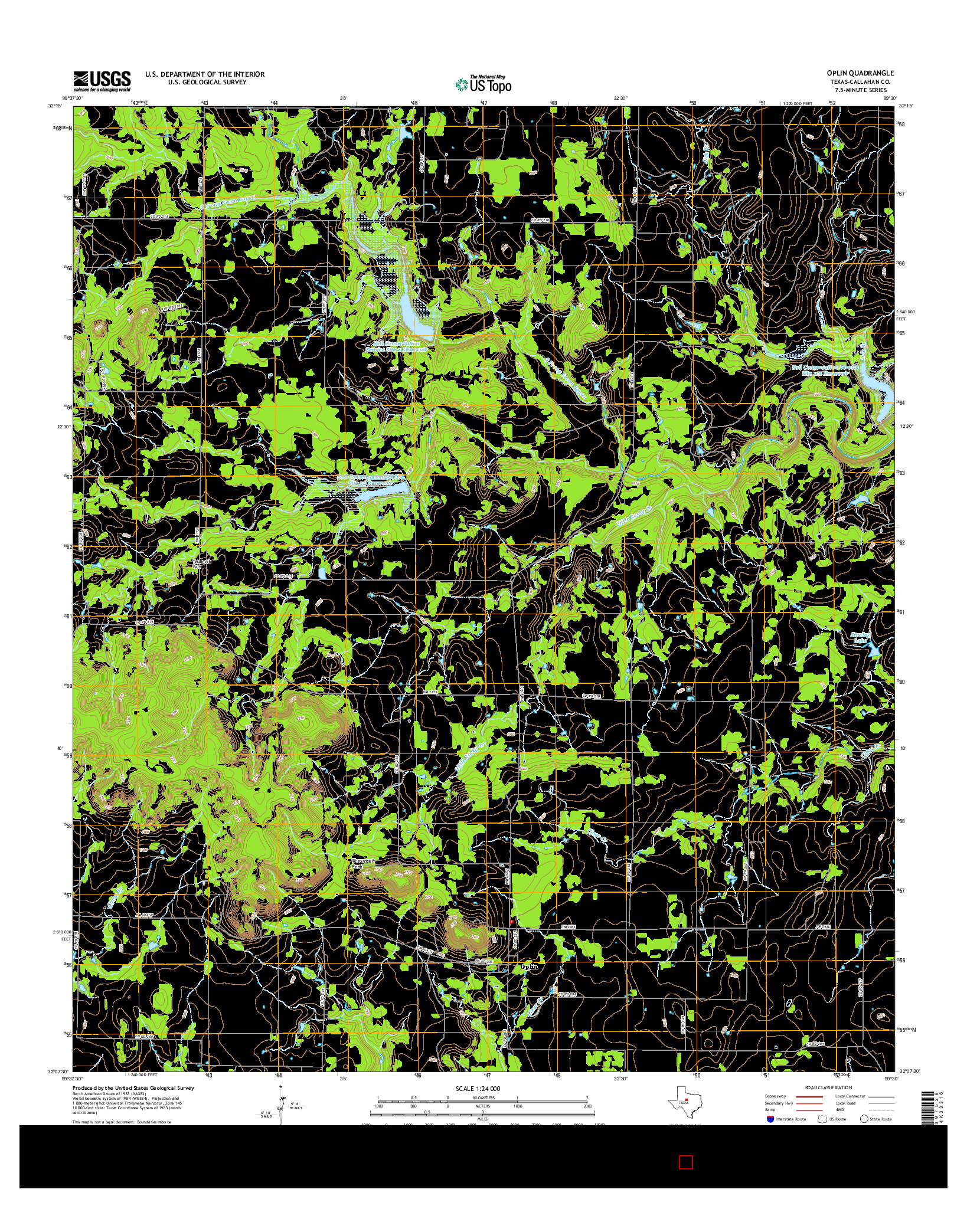 USGS US TOPO 7.5-MINUTE MAP FOR OPLIN, TX 2016