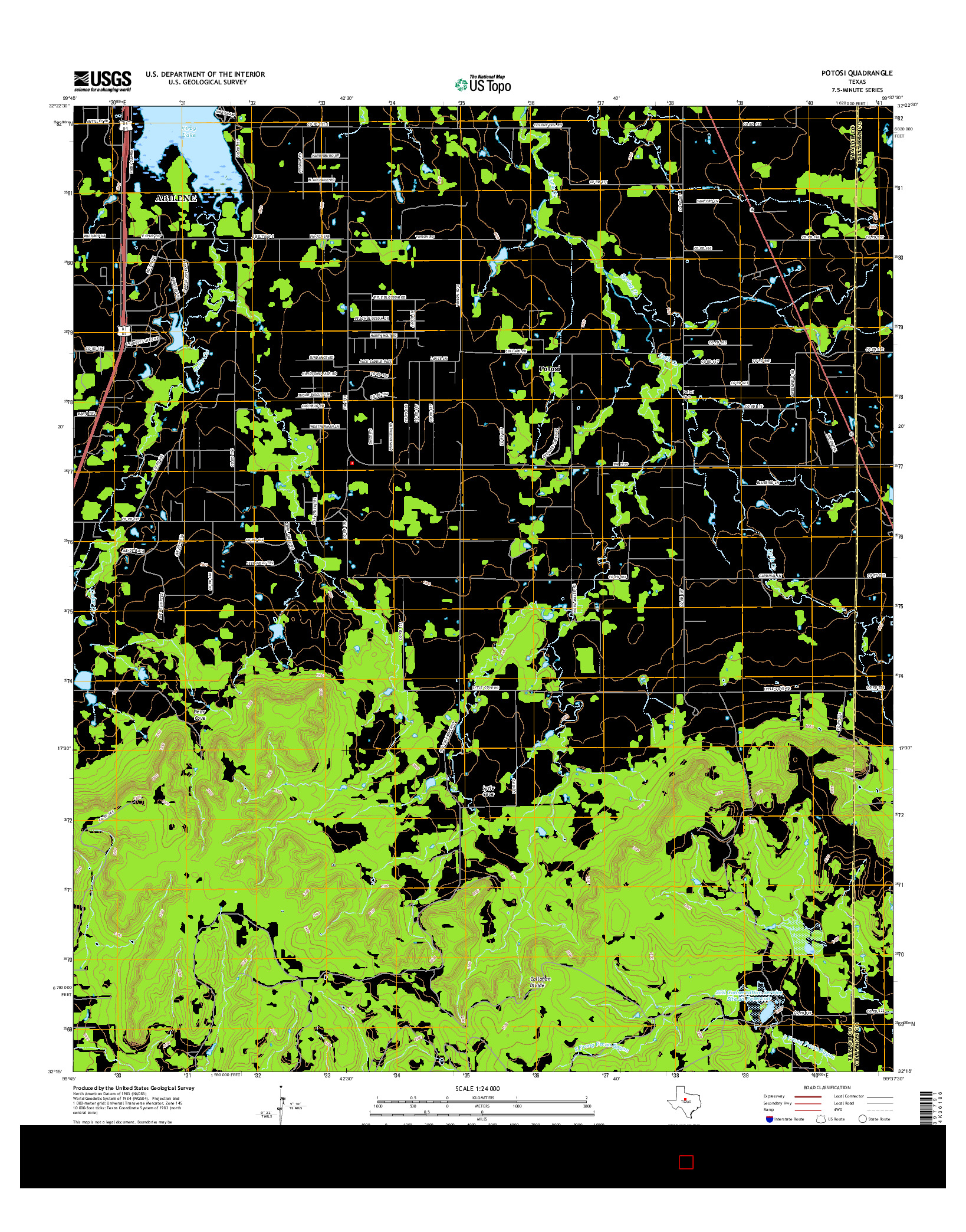 USGS US TOPO 7.5-MINUTE MAP FOR POTOSI, TX 2016