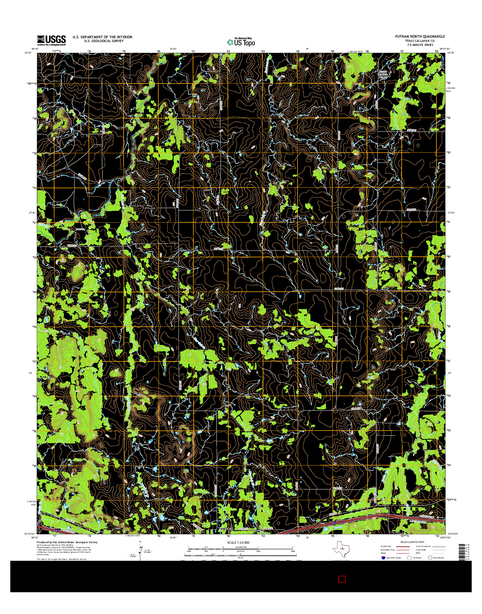 USGS US TOPO 7.5-MINUTE MAP FOR PUTNAM NORTH, TX 2016