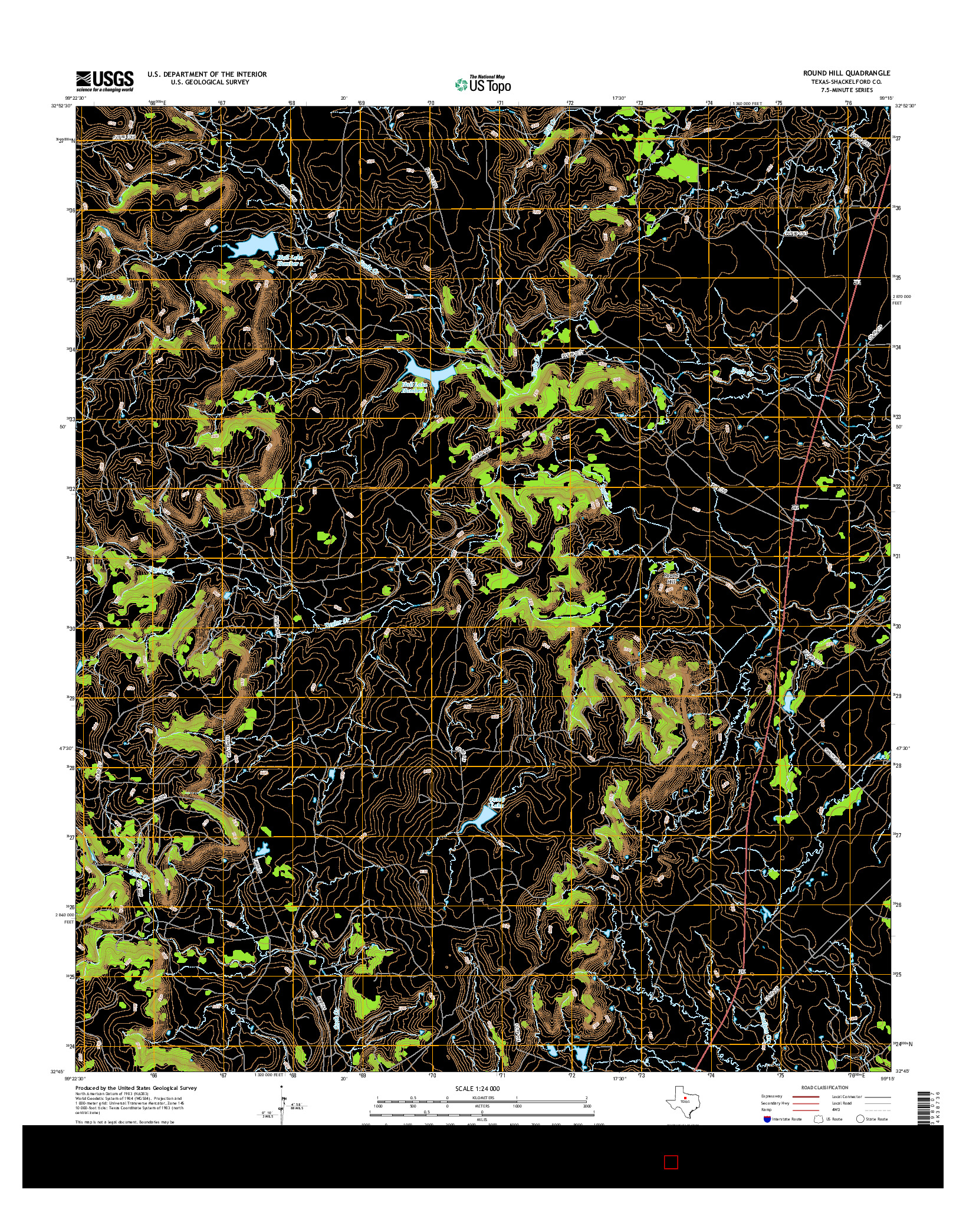 USGS US TOPO 7.5-MINUTE MAP FOR ROUND HILL, TX 2016