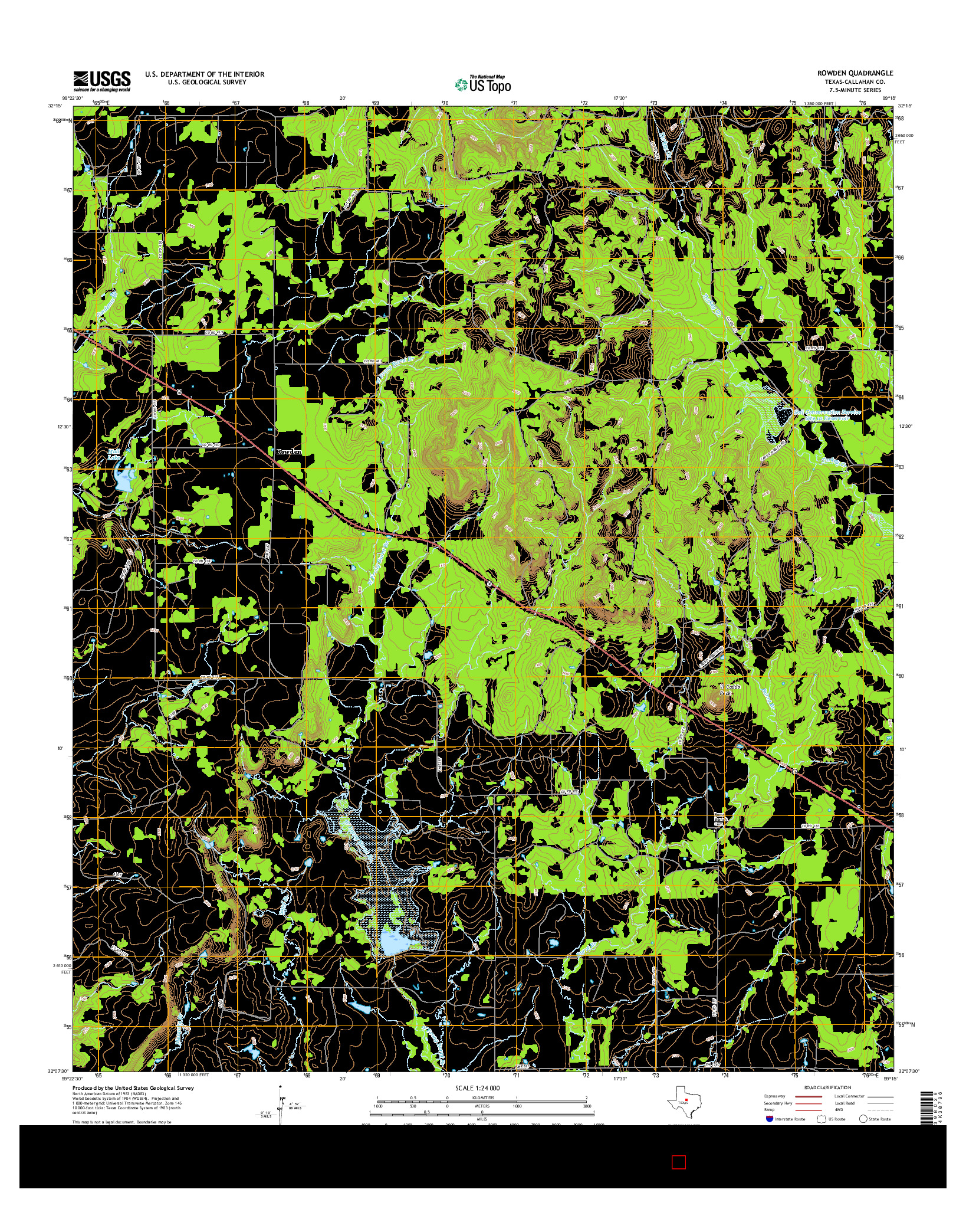 USGS US TOPO 7.5-MINUTE MAP FOR ROWDEN, TX 2016