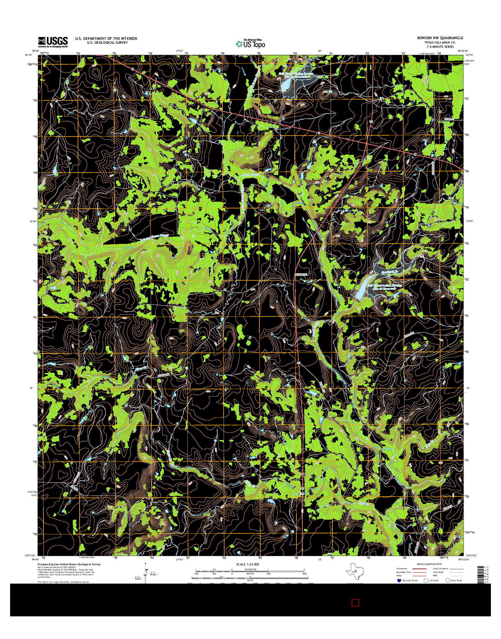 USGS US TOPO 7.5-MINUTE MAP FOR ROWDEN NW, TX 2016