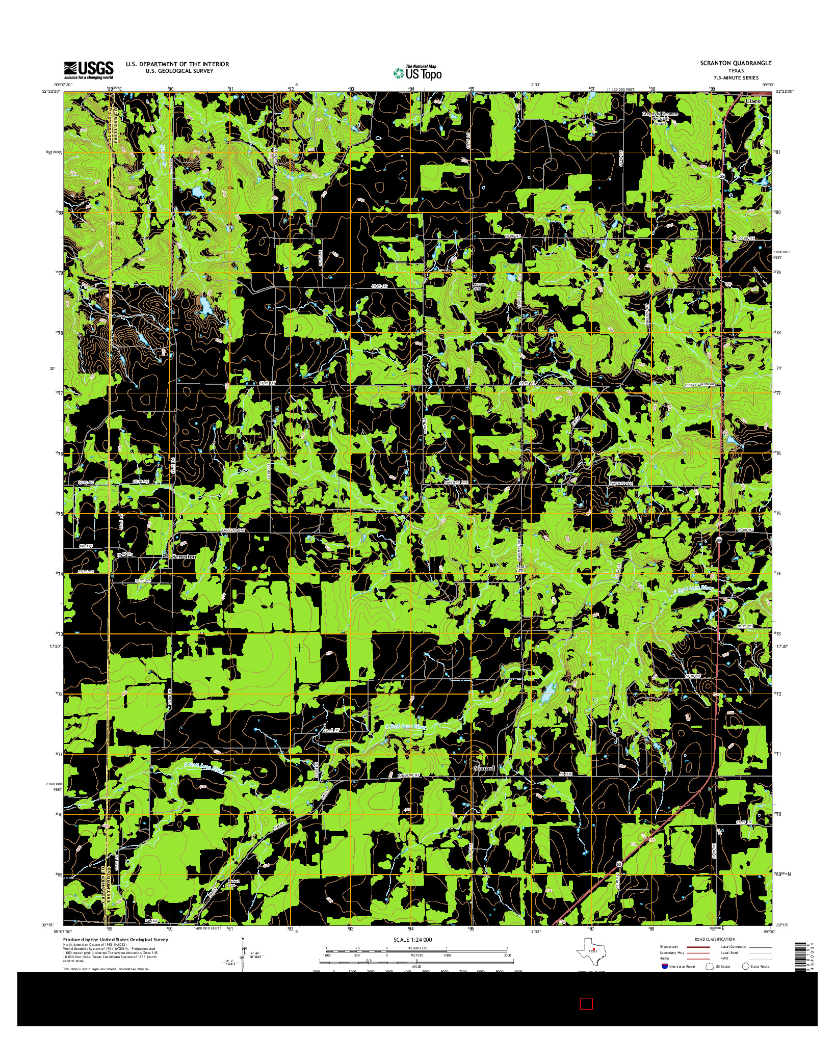 USGS US TOPO 7.5-MINUTE MAP FOR SCRANTON, TX 2016