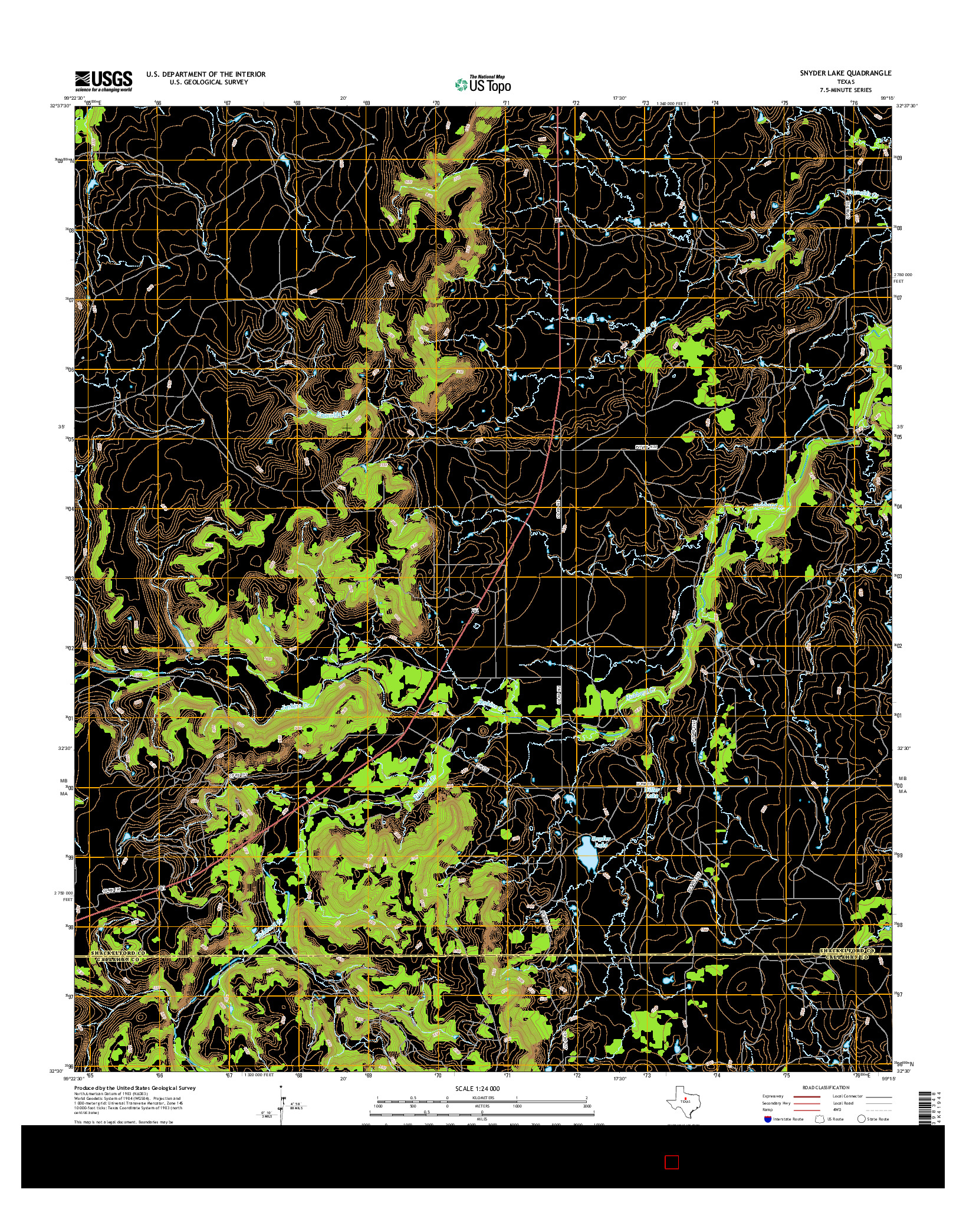 USGS US TOPO 7.5-MINUTE MAP FOR SNYDER LAKE, TX 2016