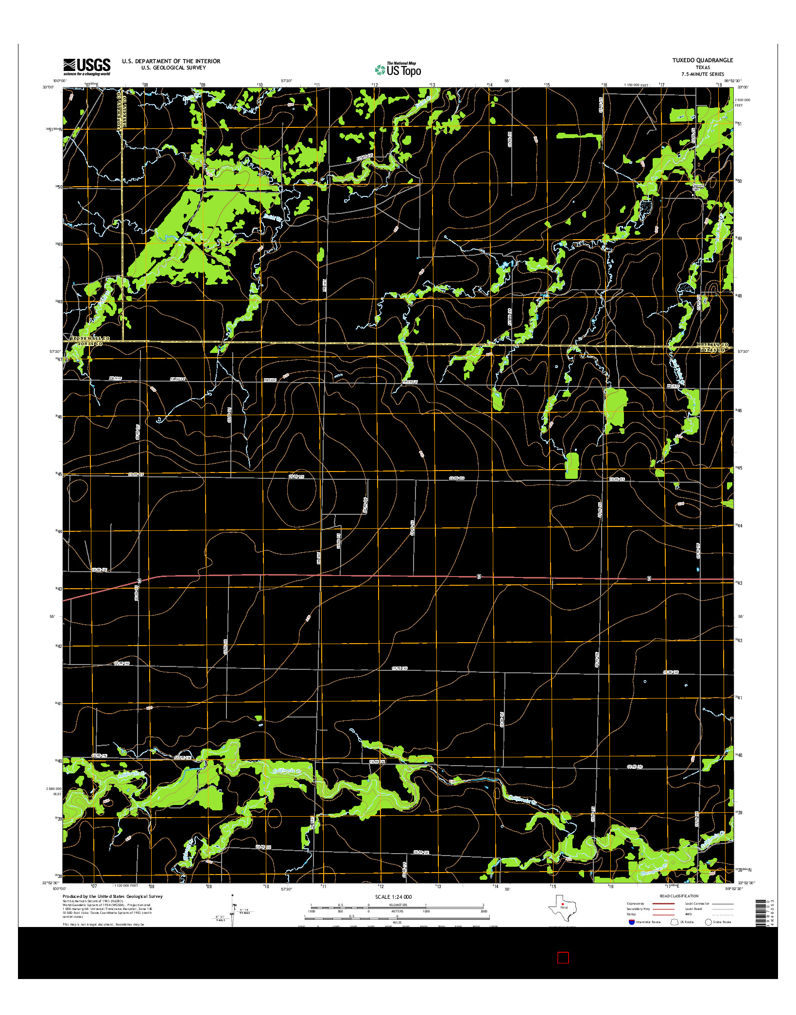USGS US TOPO 7.5-MINUTE MAP FOR TUXEDO, TX 2016