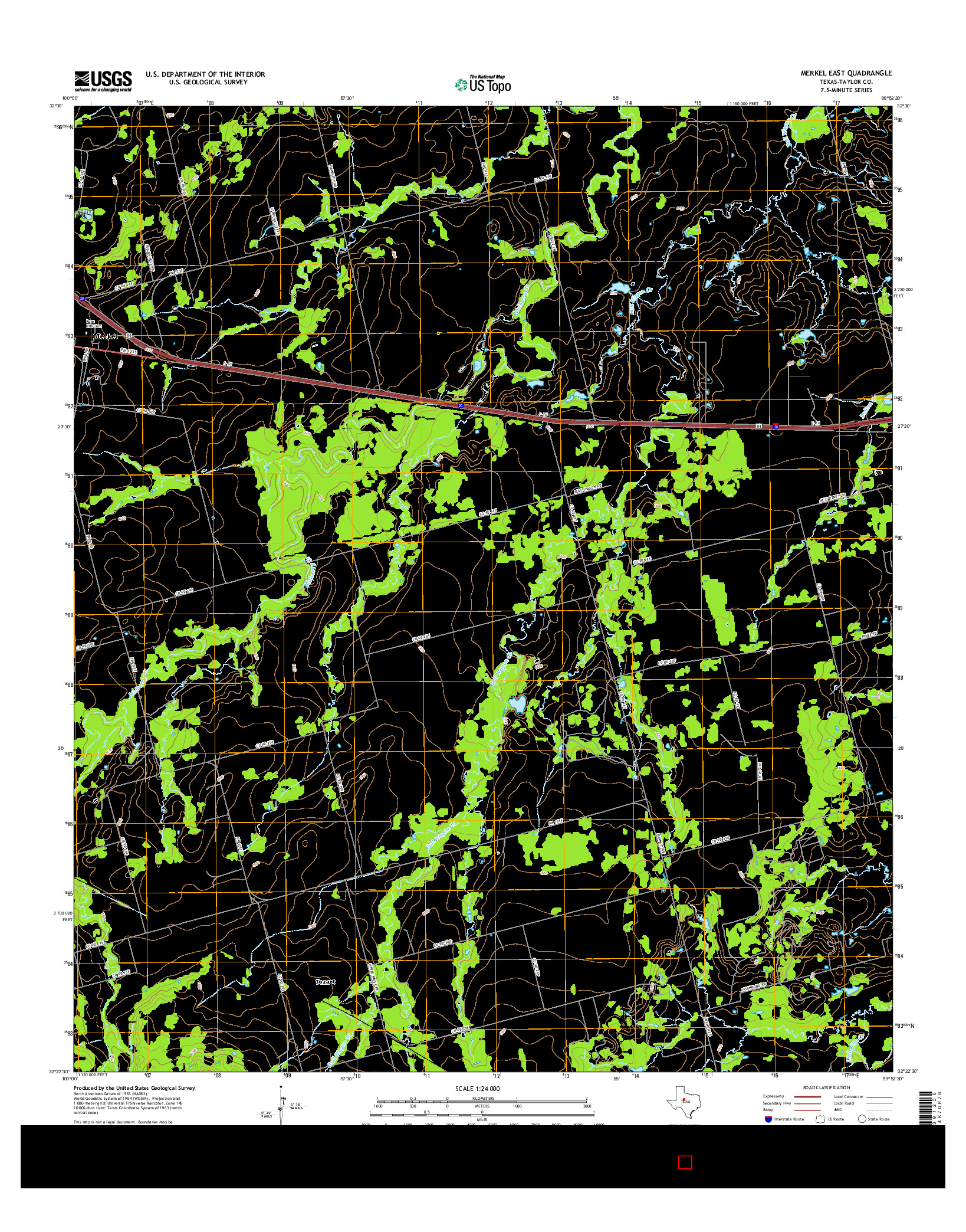 USGS US TOPO 7.5-MINUTE MAP FOR MERKEL EAST, TX 2016