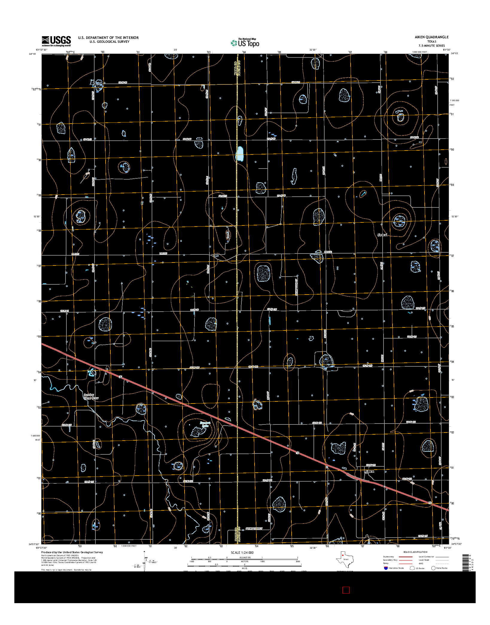 USGS US TOPO 7.5-MINUTE MAP FOR AIKEN, TX 2016