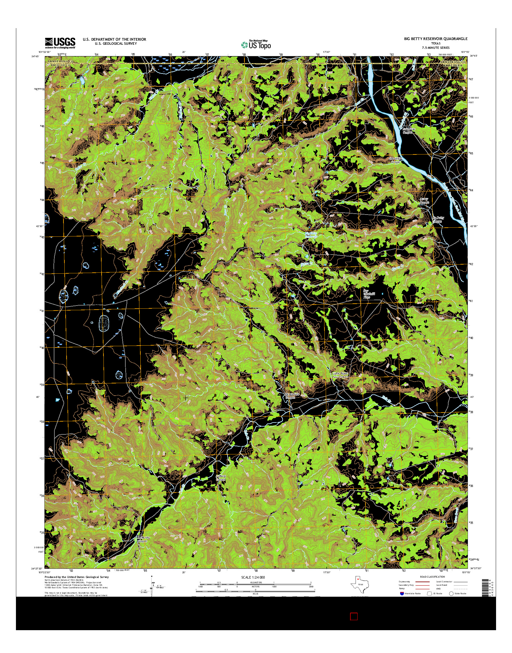 USGS US TOPO 7.5-MINUTE MAP FOR BIG BETTY RESERVOIR, TX 2016