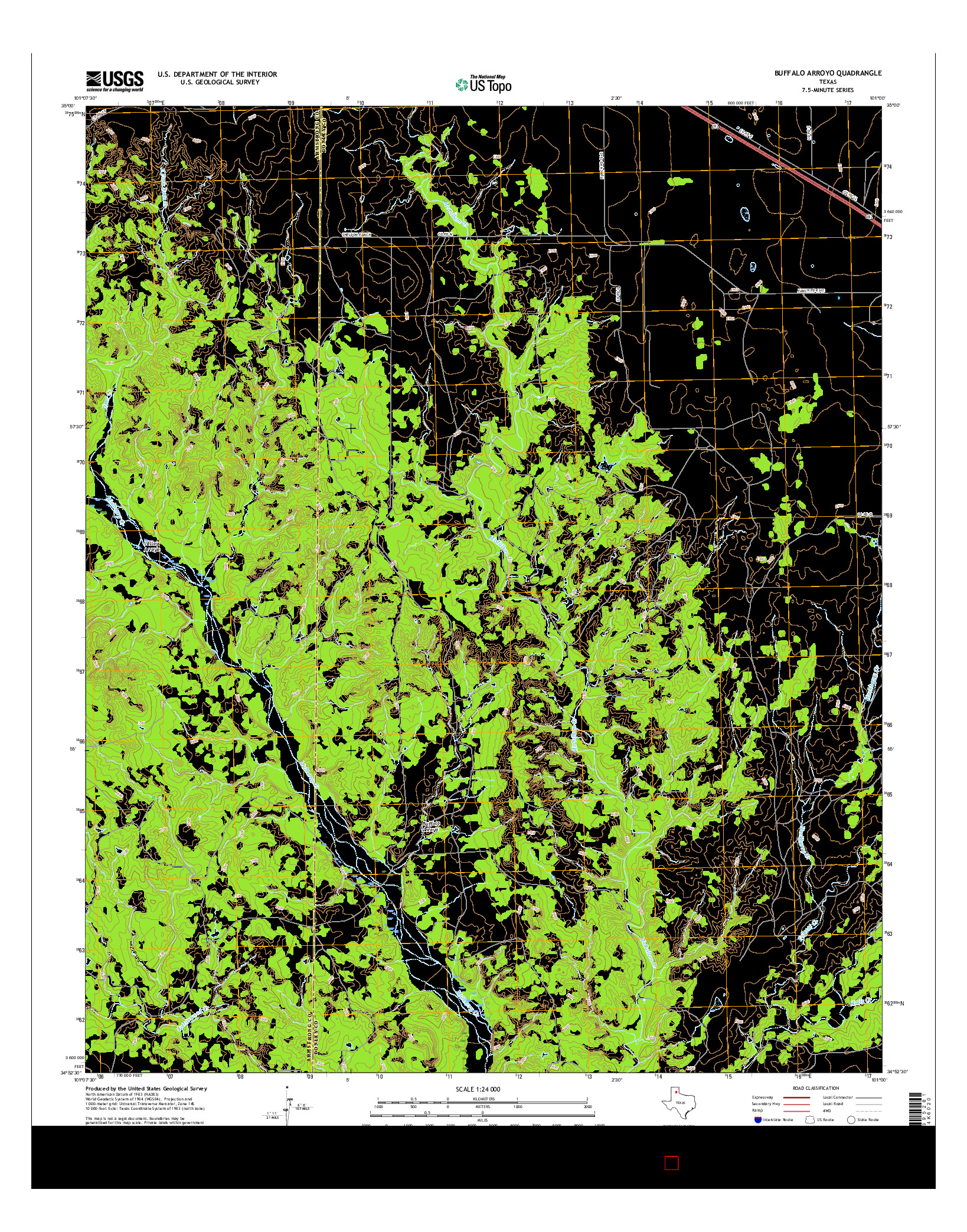 USGS US TOPO 7.5-MINUTE MAP FOR BUFFALO ARROYO, TX 2016