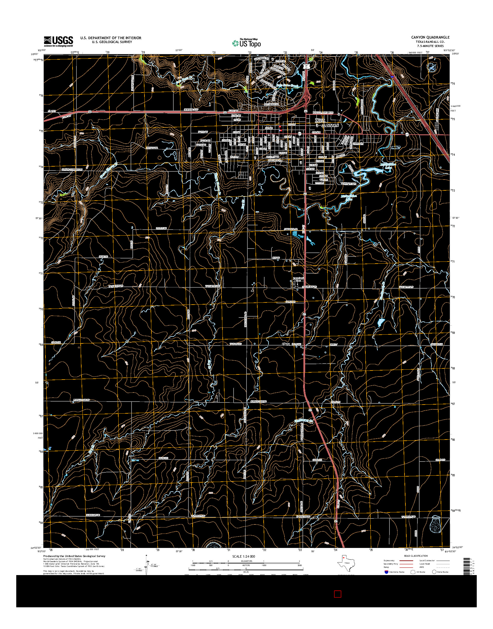 USGS US TOPO 7.5-MINUTE MAP FOR CANYON, TX 2016