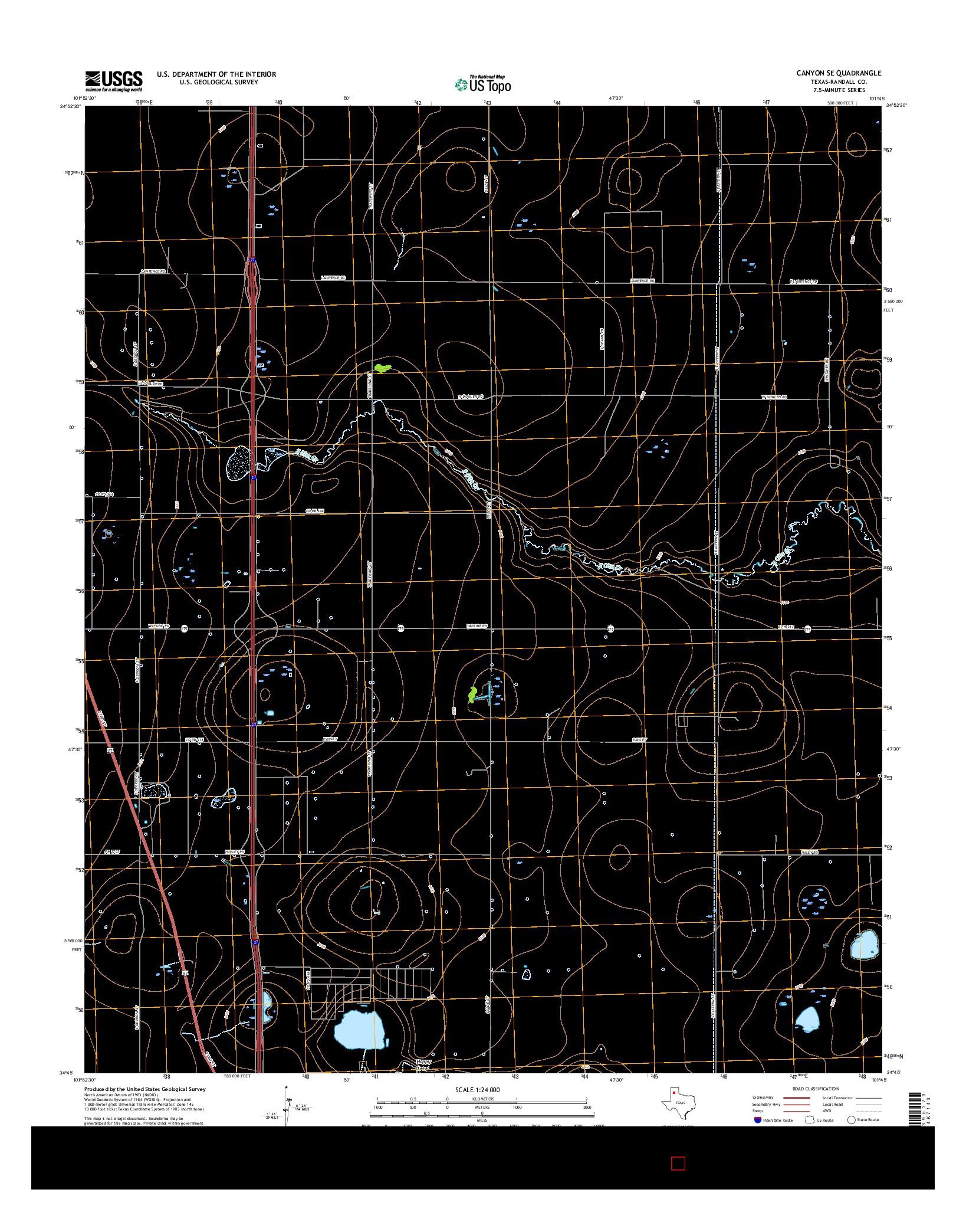 USGS US TOPO 7.5-MINUTE MAP FOR CANYON SE, TX 2016