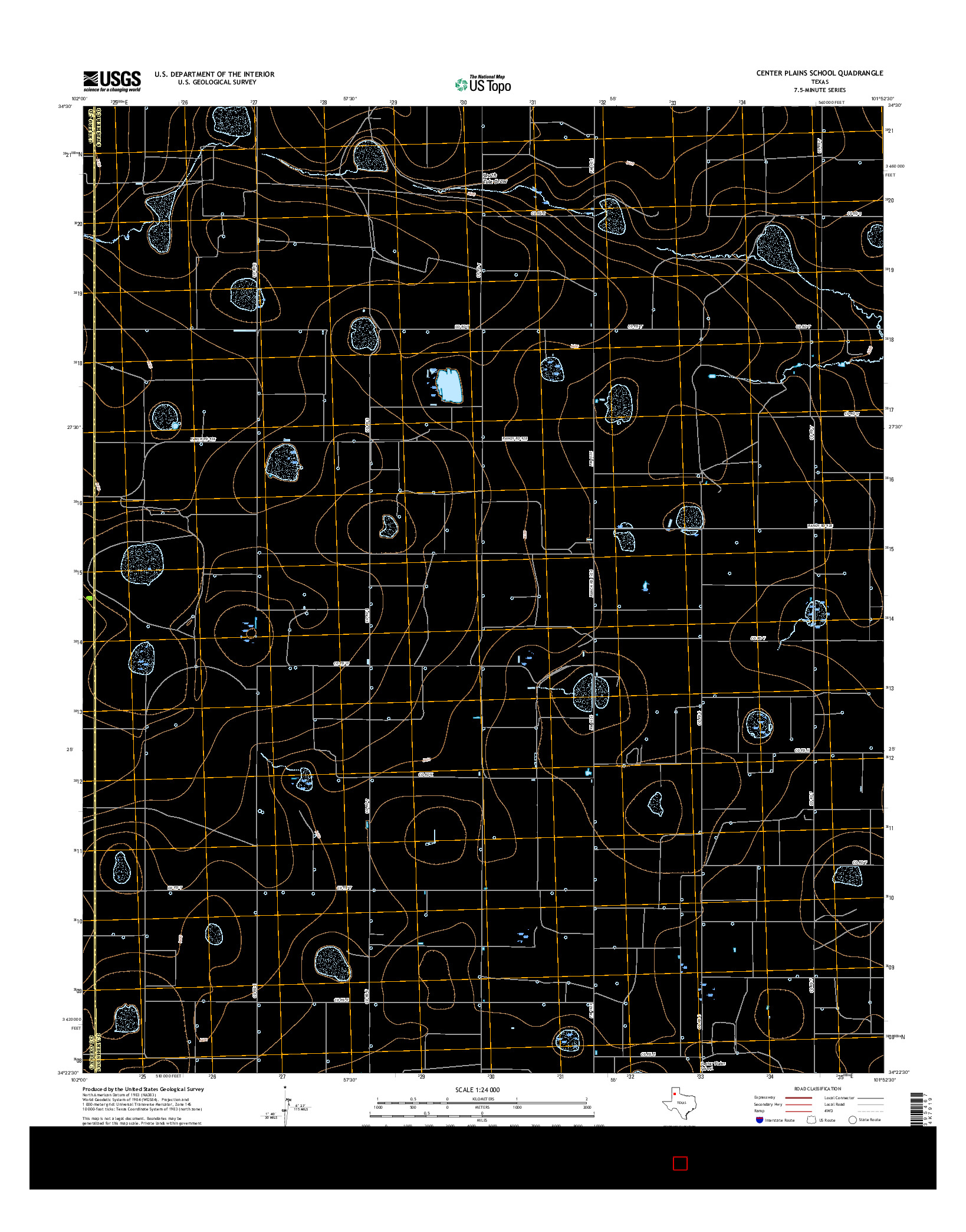 USGS US TOPO 7.5-MINUTE MAP FOR CENTER PLAINS SCHOOL, TX 2016