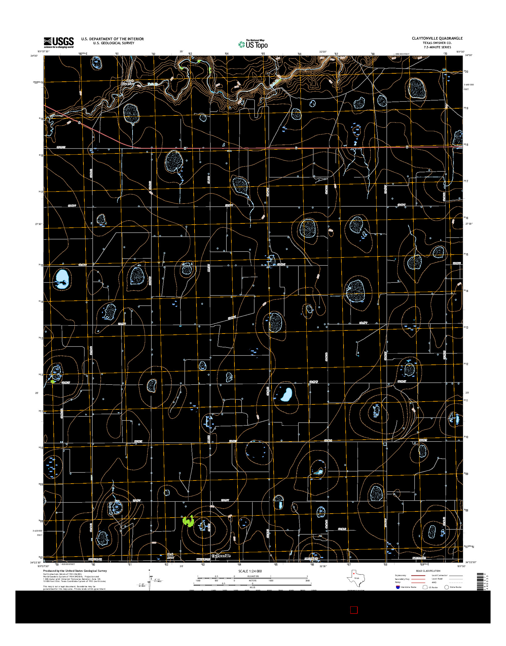 USGS US TOPO 7.5-MINUTE MAP FOR CLAYTONVILLE, TX 2016