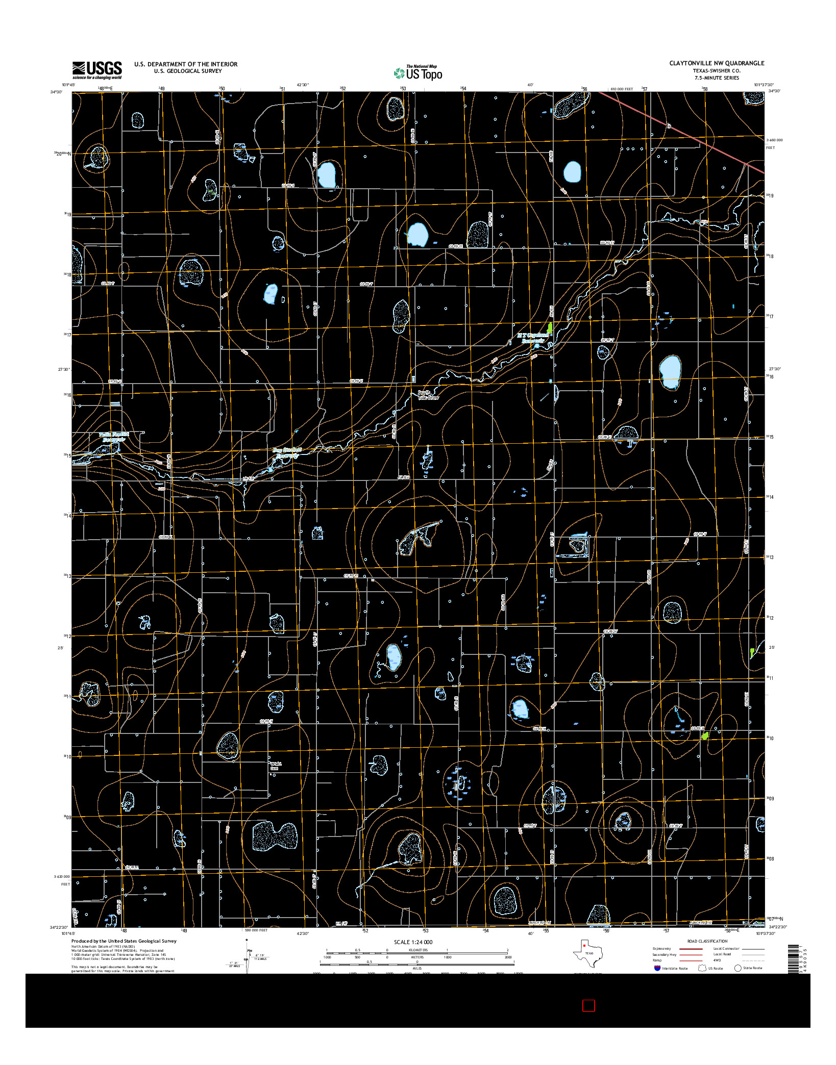 USGS US TOPO 7.5-MINUTE MAP FOR CLAYTONVILLE NW, TX 2016