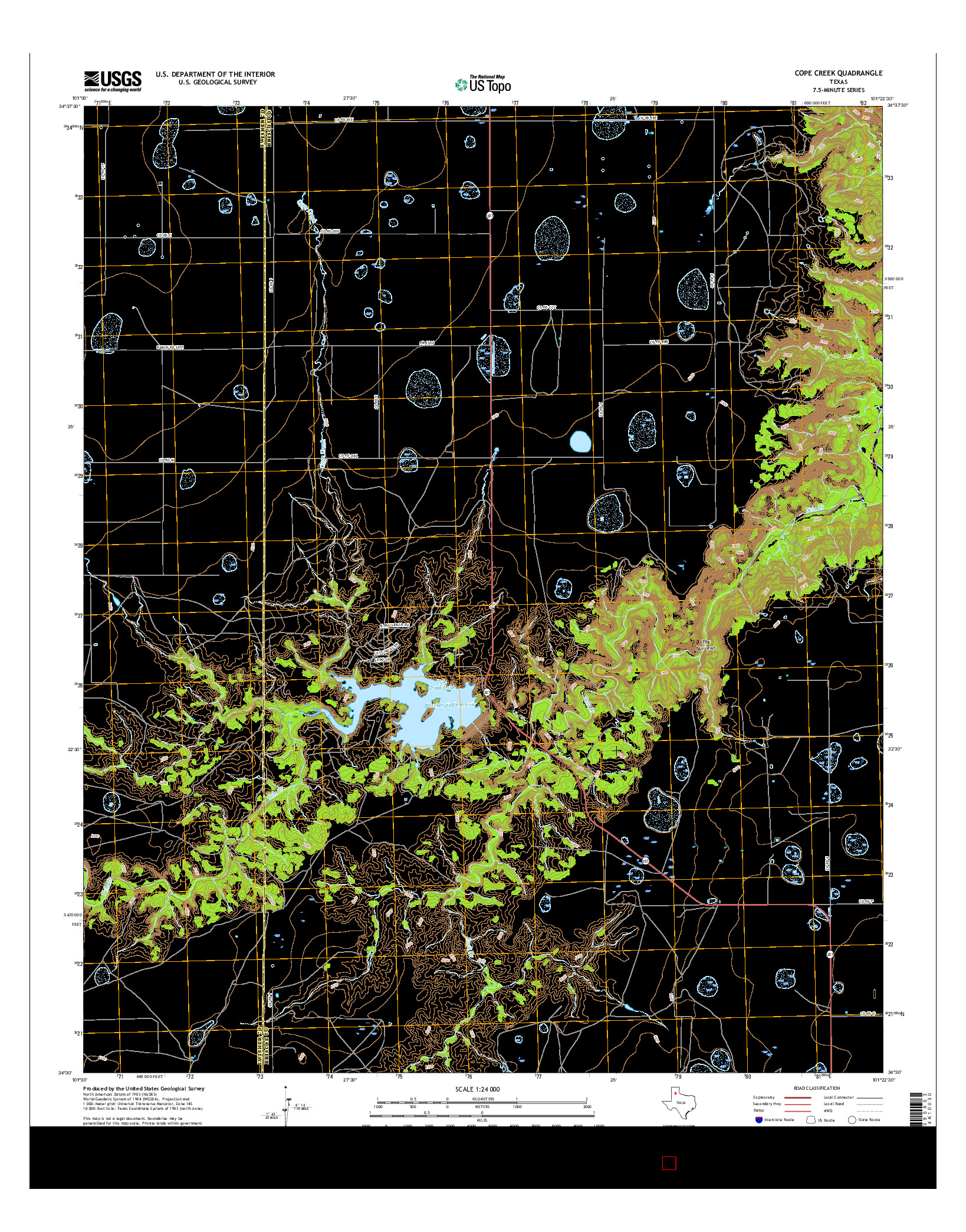 USGS US TOPO 7.5-MINUTE MAP FOR COPE CREEK, TX 2016