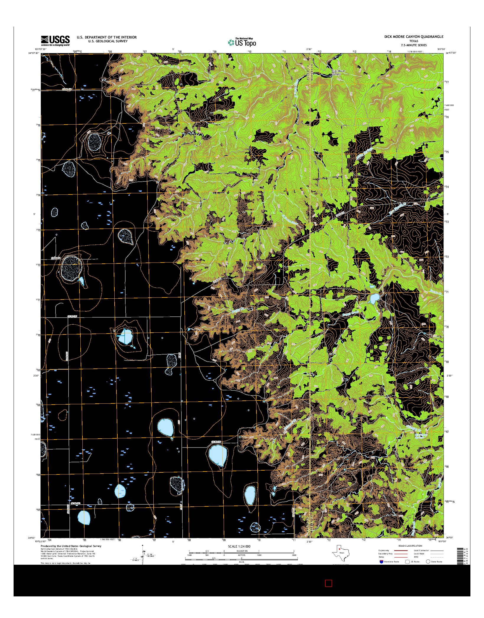 USGS US TOPO 7.5-MINUTE MAP FOR DICK MOORE CANYON, TX 2016