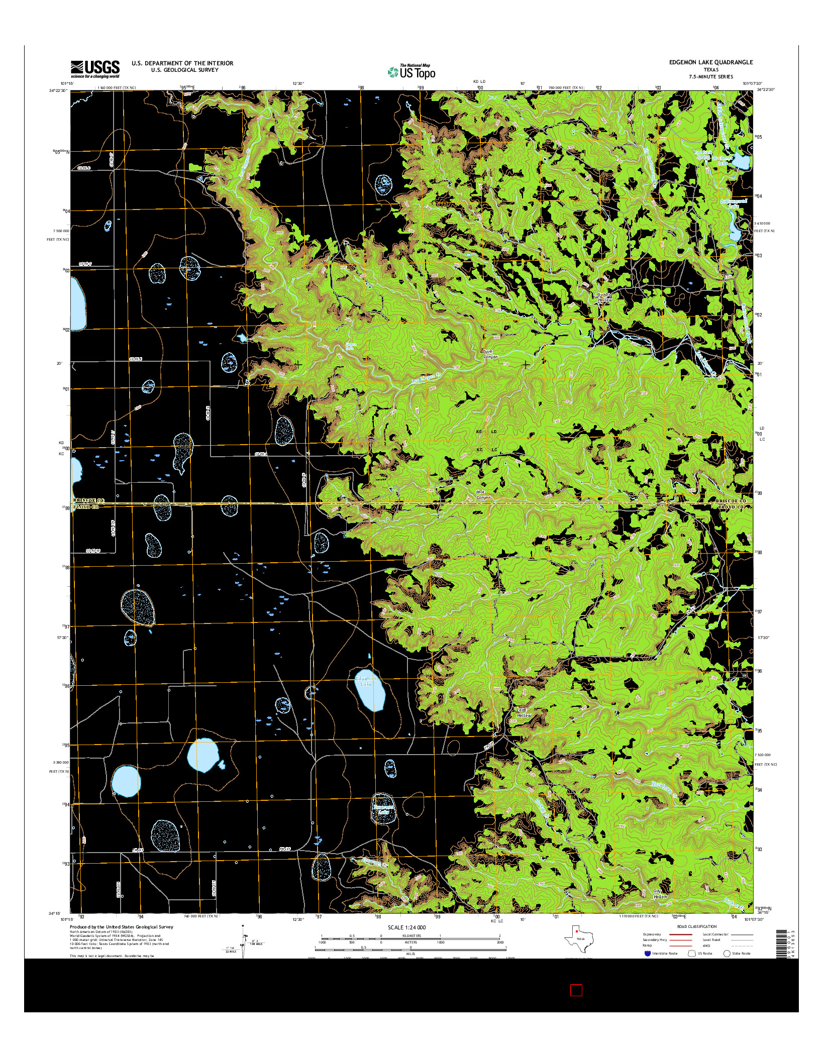 USGS US TOPO 7.5-MINUTE MAP FOR EDGEMON LAKE, TX 2016