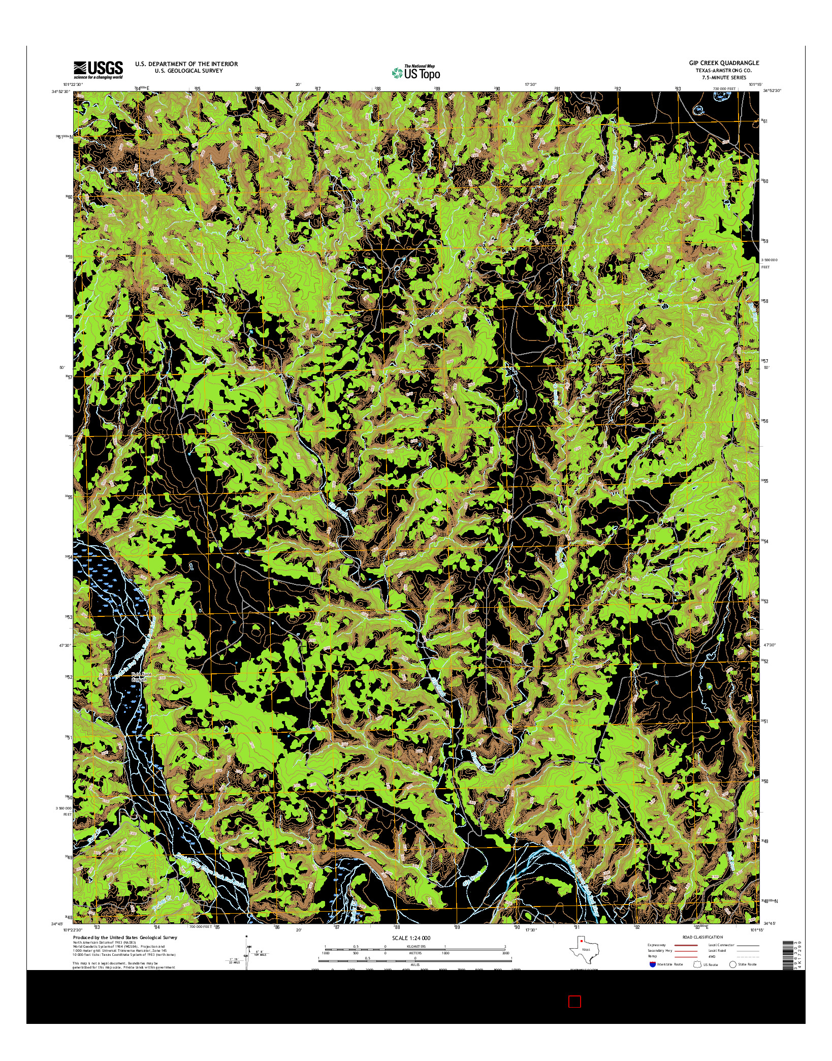 USGS US TOPO 7.5-MINUTE MAP FOR GIP CREEK, TX 2016