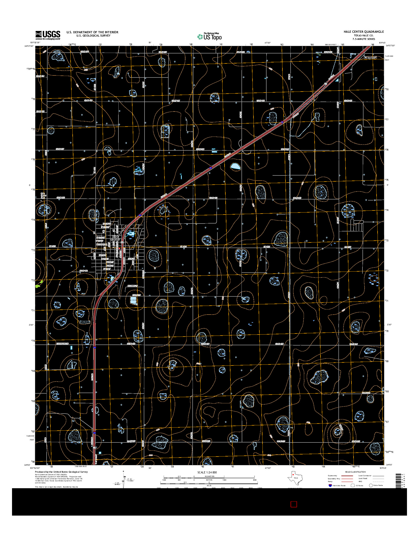 USGS US TOPO 7.5-MINUTE MAP FOR HALE CENTER, TX 2016