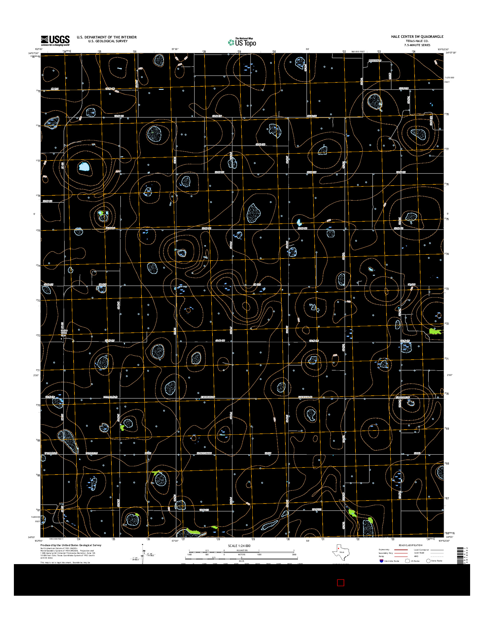 USGS US TOPO 7.5-MINUTE MAP FOR HALE CENTER SW, TX 2016