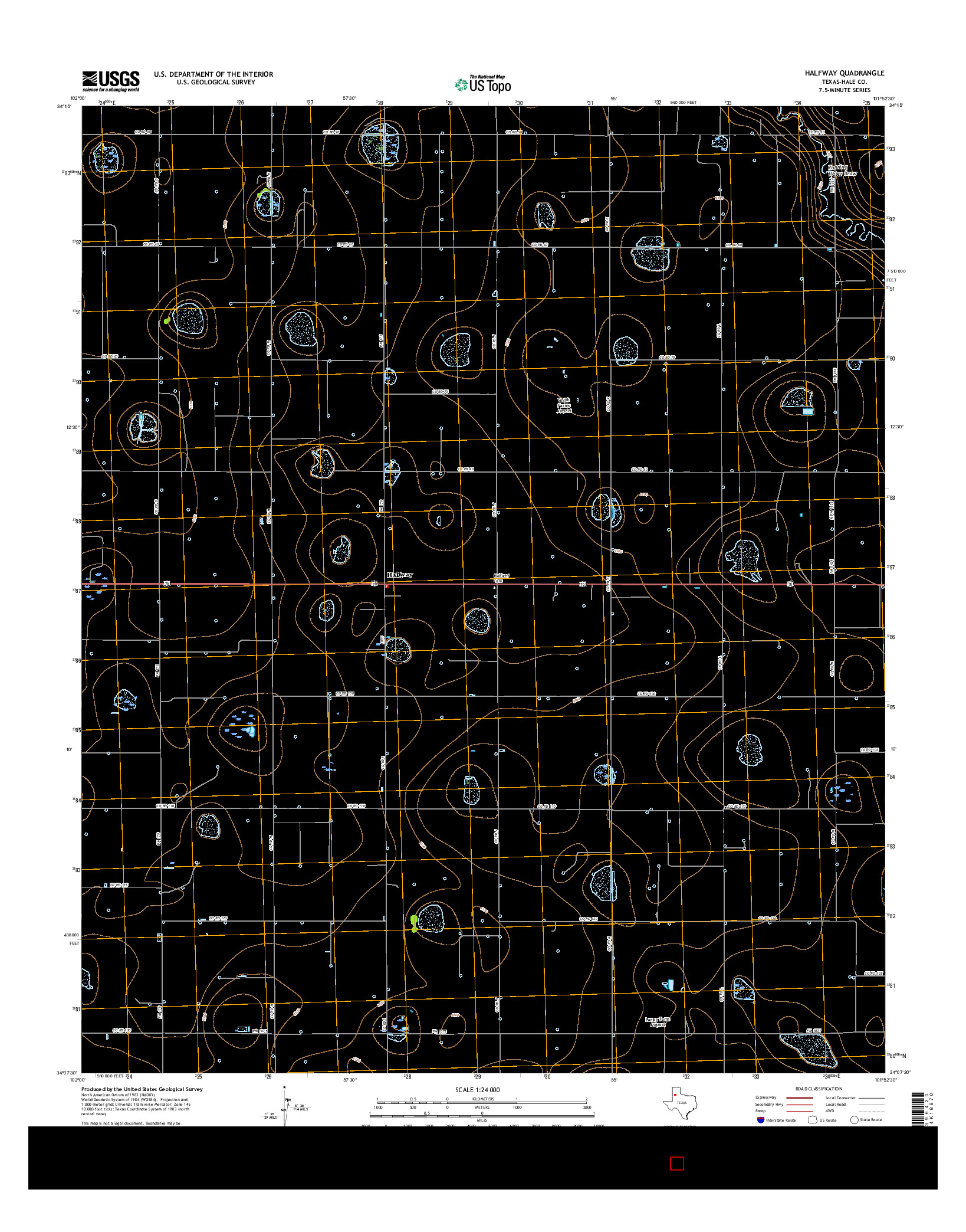 USGS US TOPO 7.5-MINUTE MAP FOR HALFWAY, TX 2016