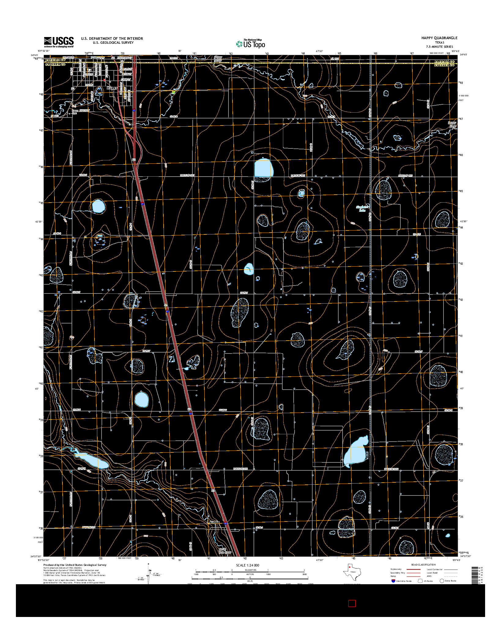 USGS US TOPO 7.5-MINUTE MAP FOR HAPPY, TX 2016