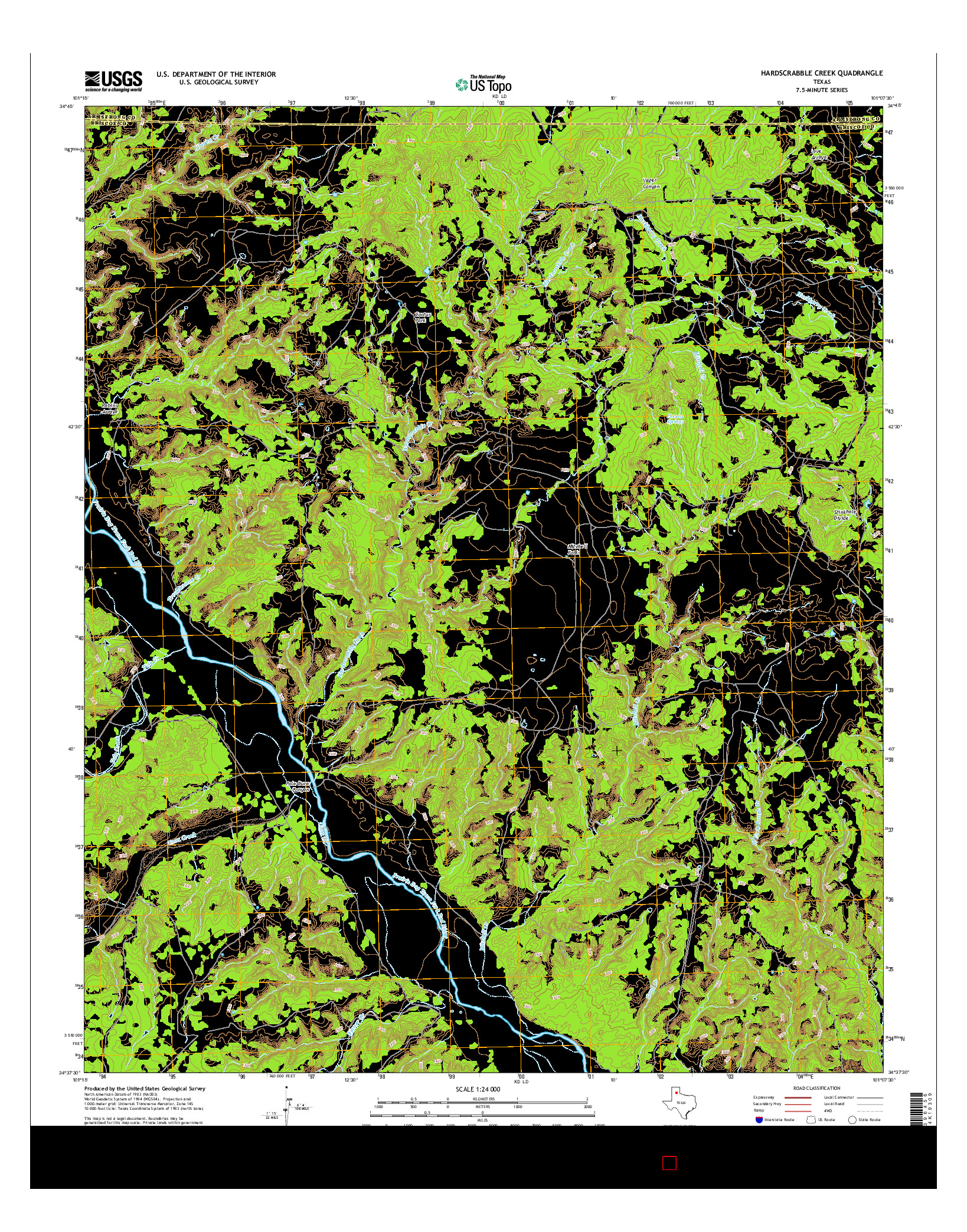 USGS US TOPO 7.5-MINUTE MAP FOR HARDSCRABBLE CREEK, TX 2016