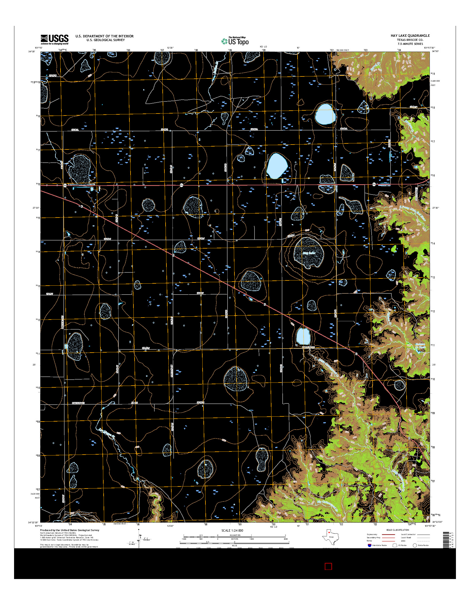 USGS US TOPO 7.5-MINUTE MAP FOR HAY LAKE, TX 2016