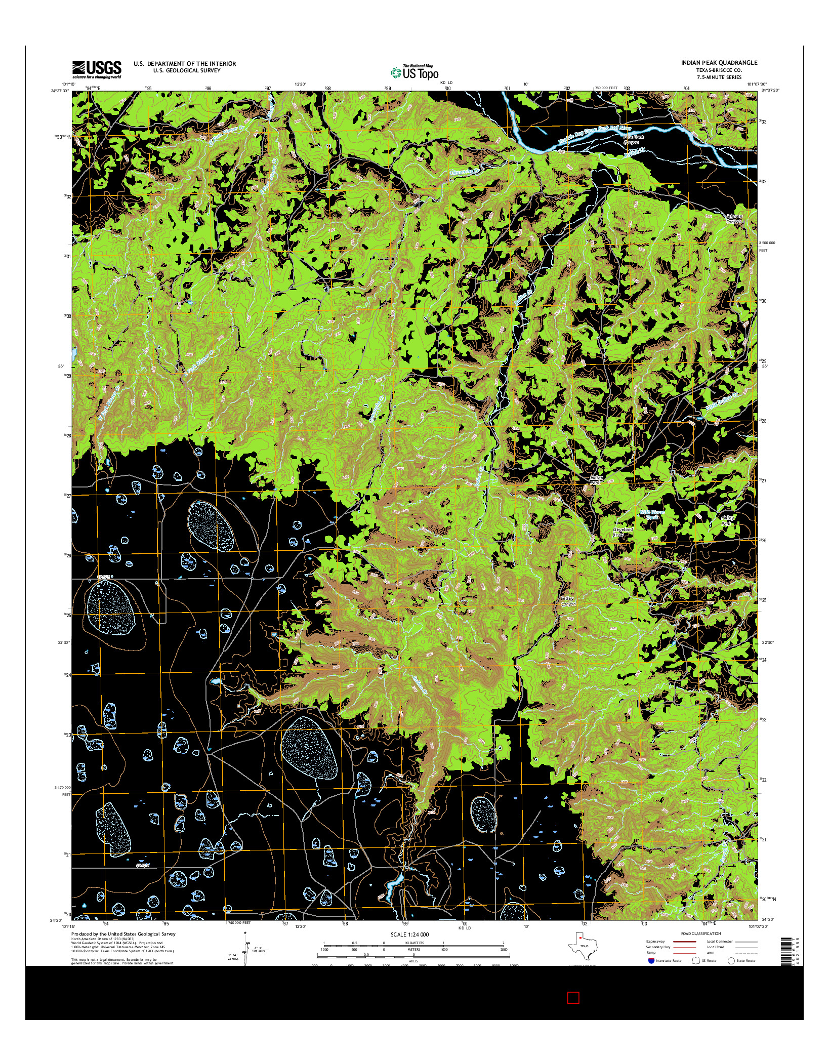 USGS US TOPO 7.5-MINUTE MAP FOR INDIAN PEAK, TX 2016