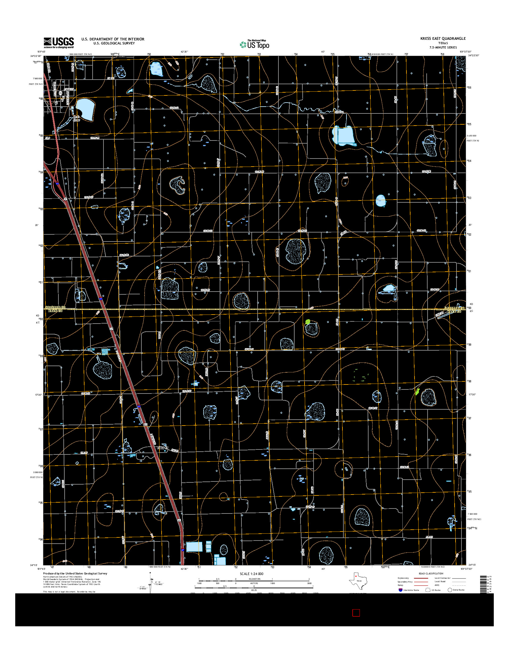 USGS US TOPO 7.5-MINUTE MAP FOR KRESS EAST, TX 2016