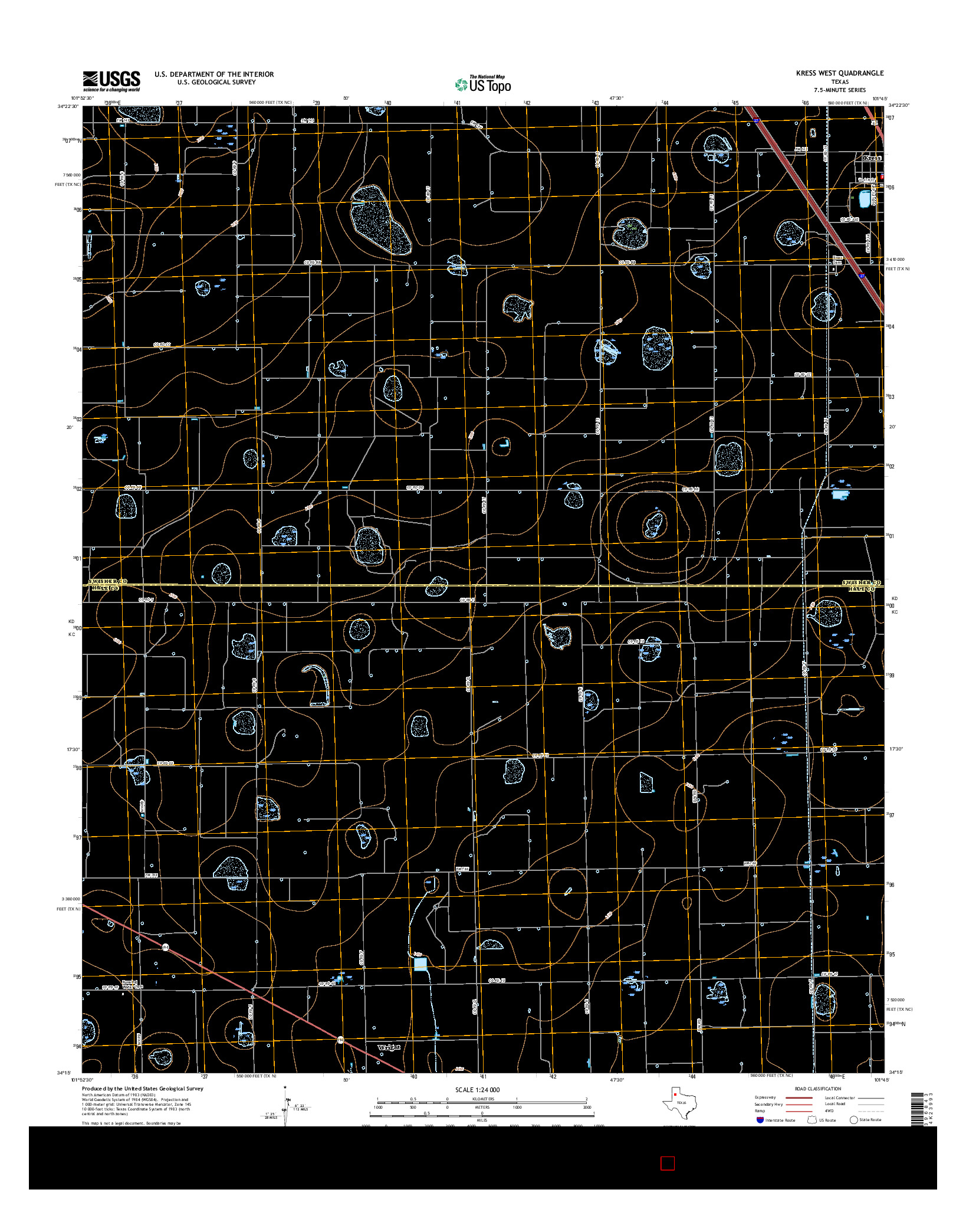 USGS US TOPO 7.5-MINUTE MAP FOR KRESS WEST, TX 2016