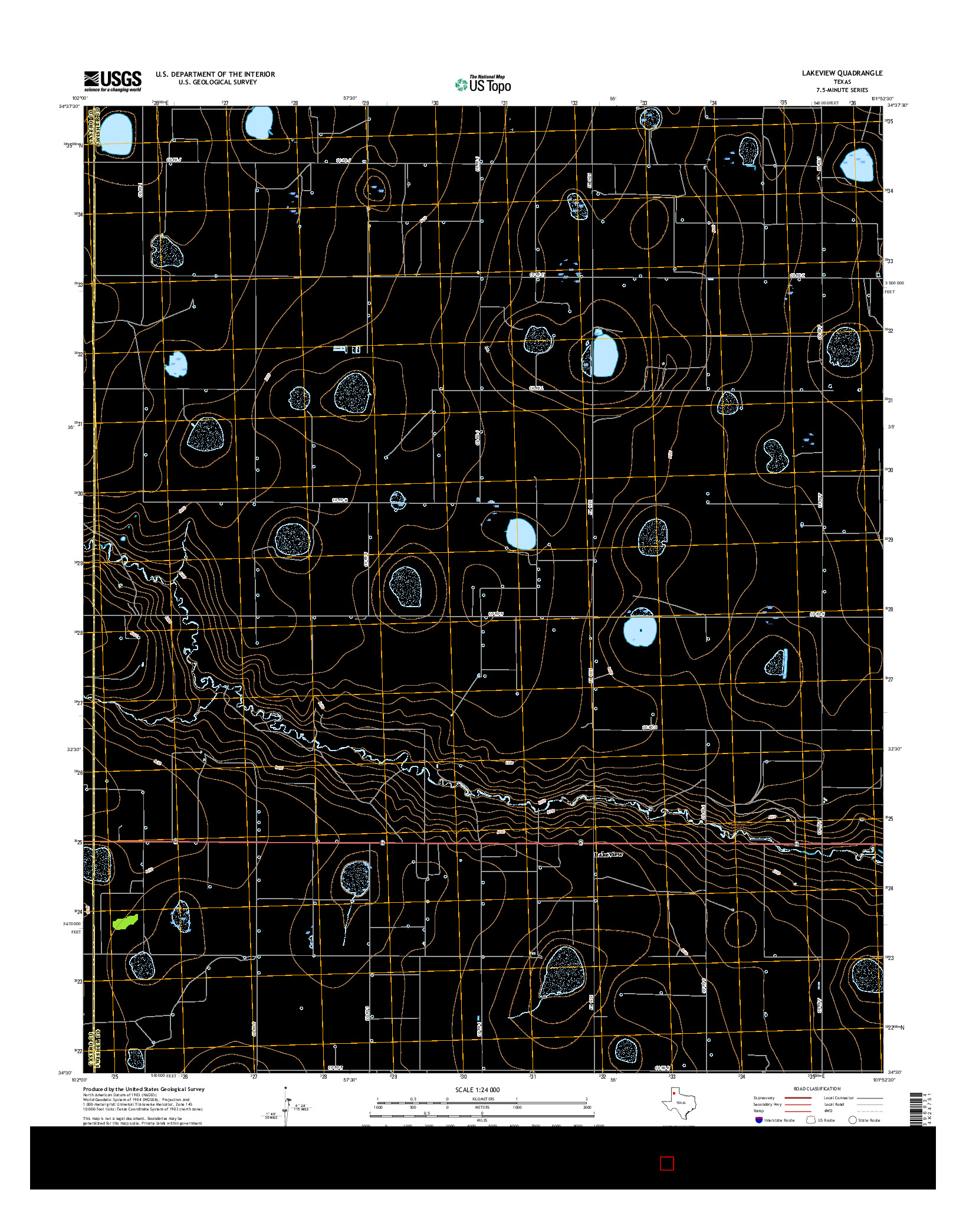 USGS US TOPO 7.5-MINUTE MAP FOR LAKEVIEW, TX 2016