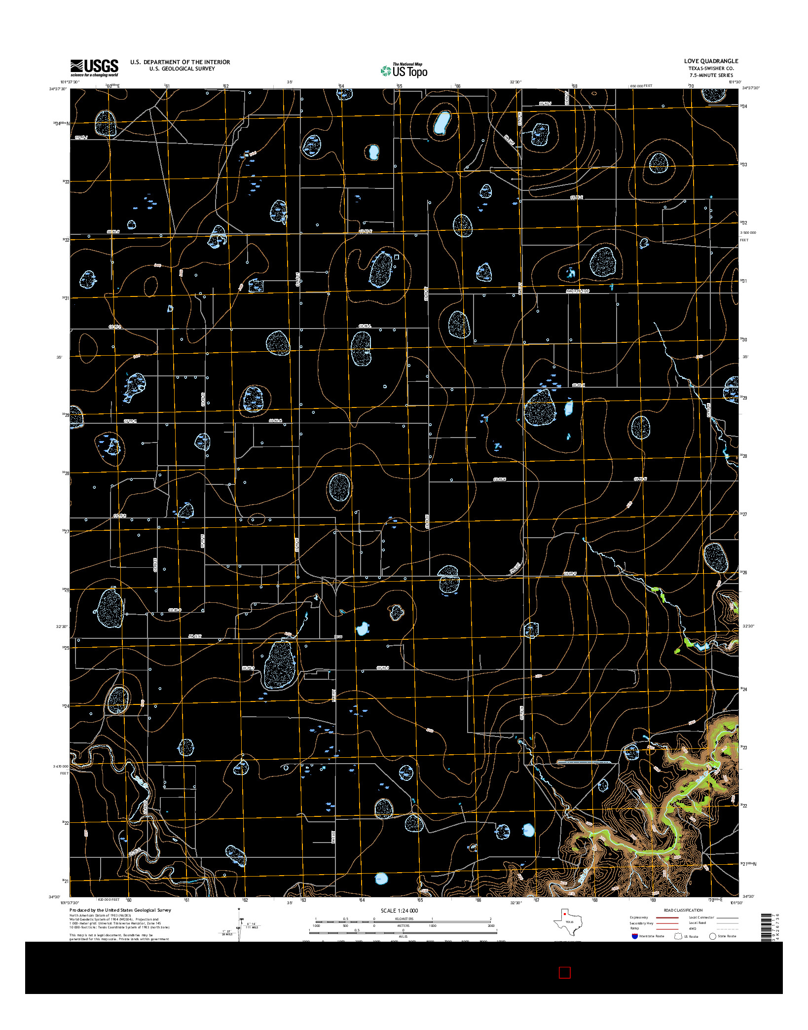 USGS US TOPO 7.5-MINUTE MAP FOR LOVE, TX 2016