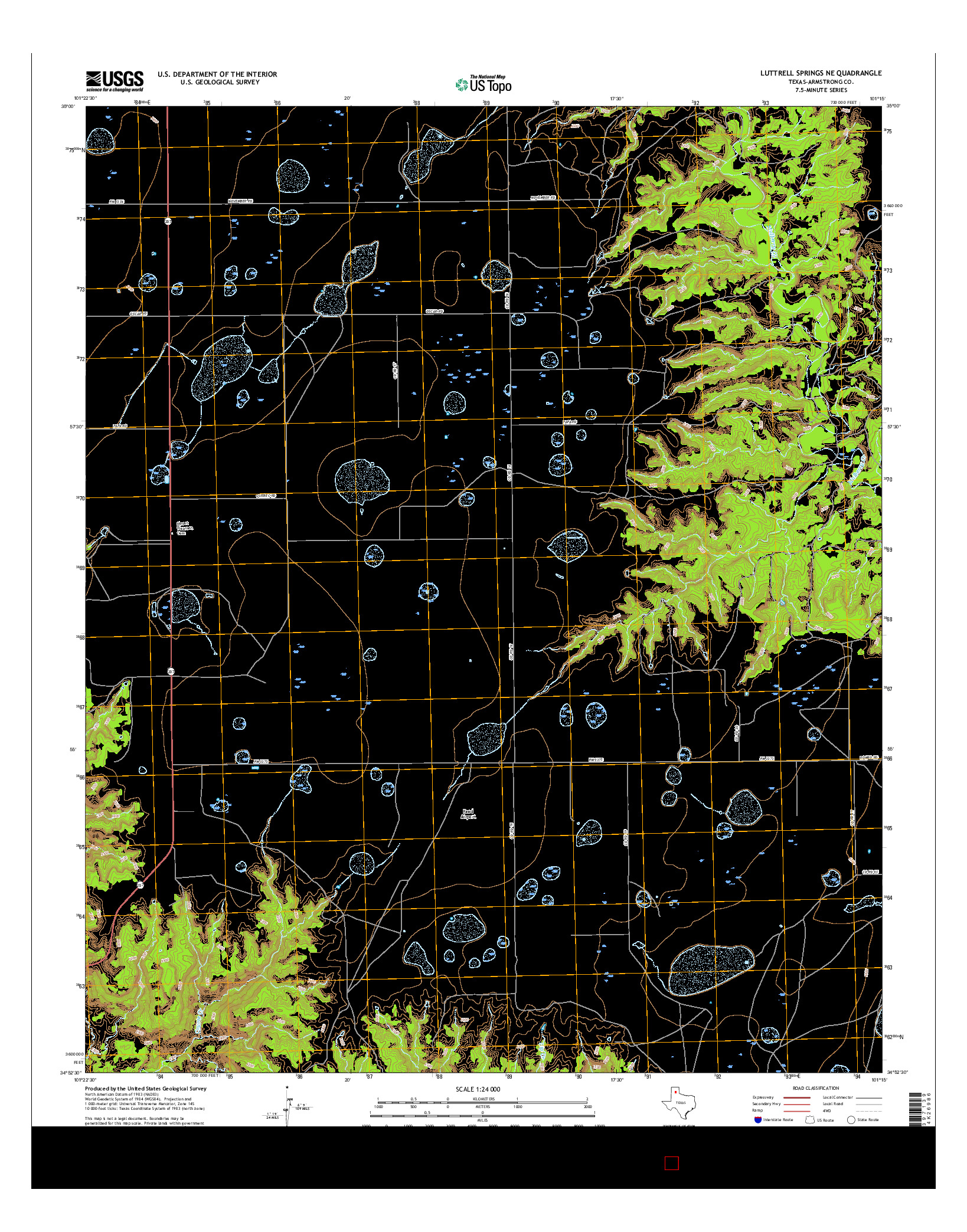 USGS US TOPO 7.5-MINUTE MAP FOR LUTTRELL SPRINGS NE, TX 2016
